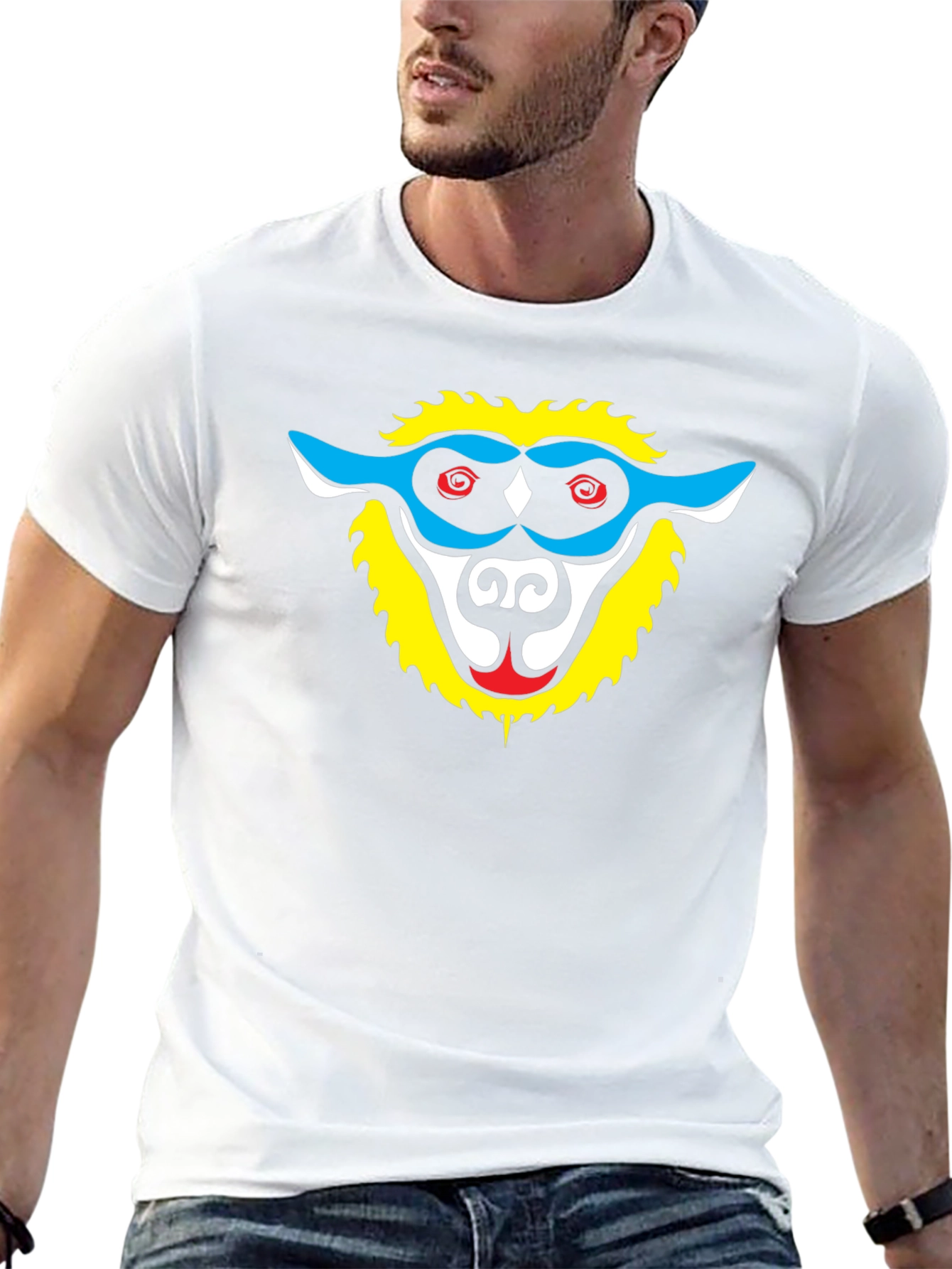 Unique Monkey Face Graphic Black T-Shirt