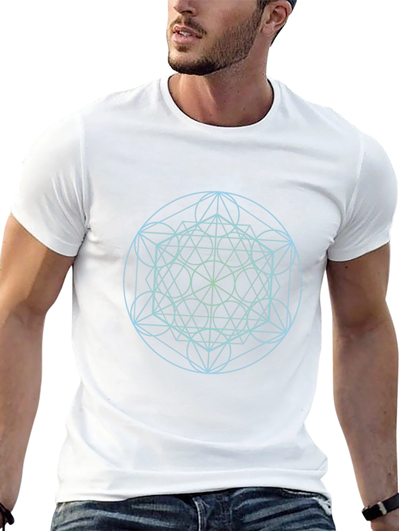 Geometric Print Black T-Shirt