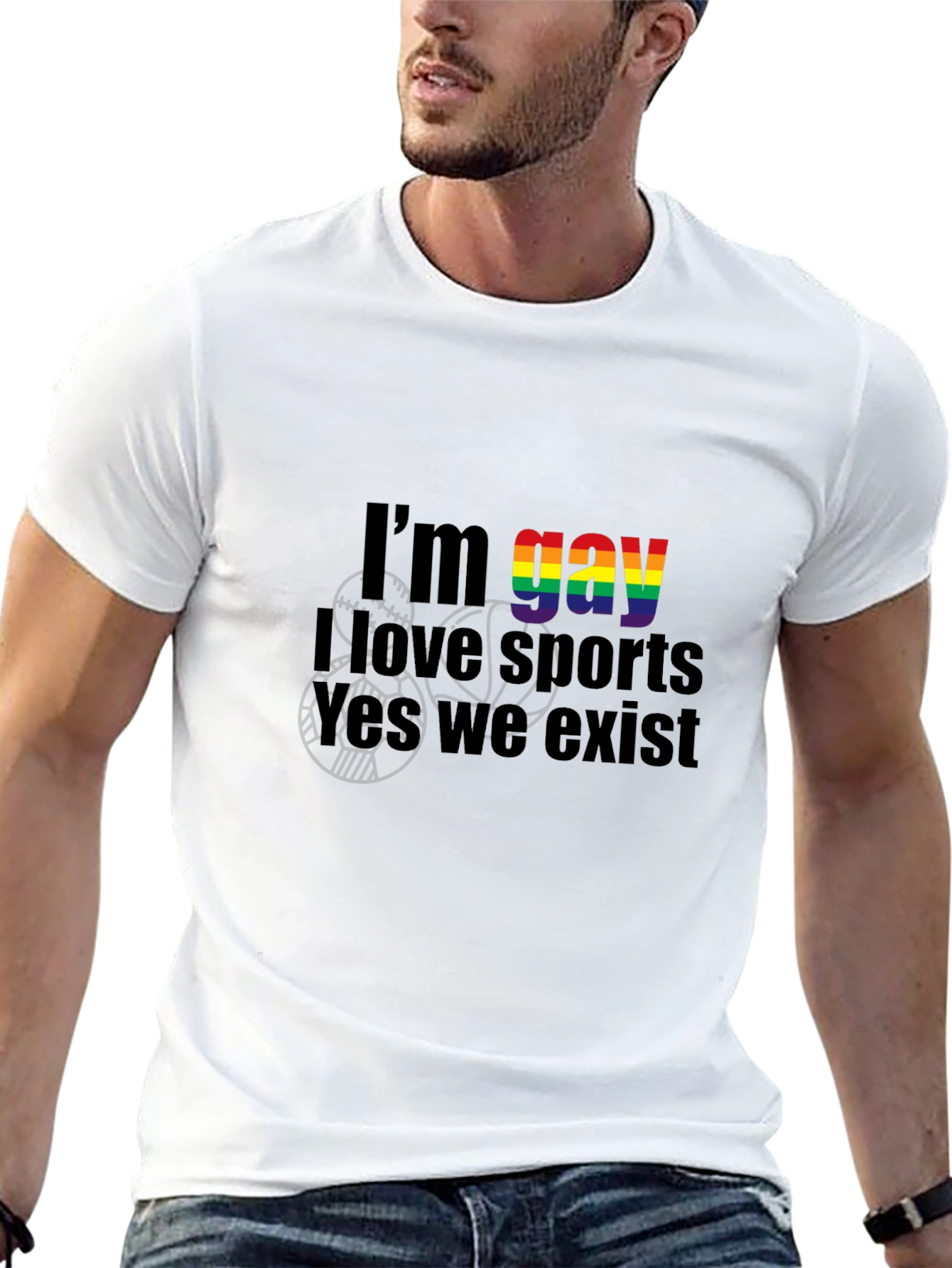 Gay Pride Sports T-Shirt - Rainbow Text