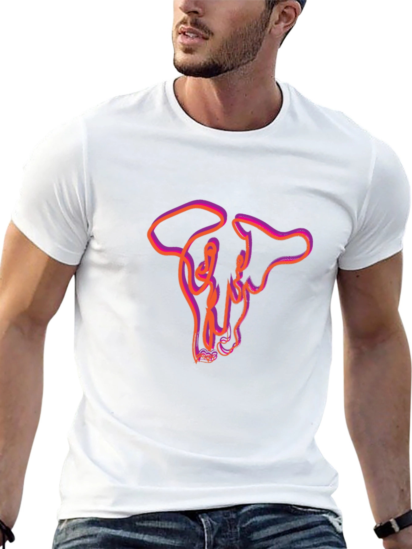 Abstract Bull Skull Graphic Tee - Mens Black T-Shirt