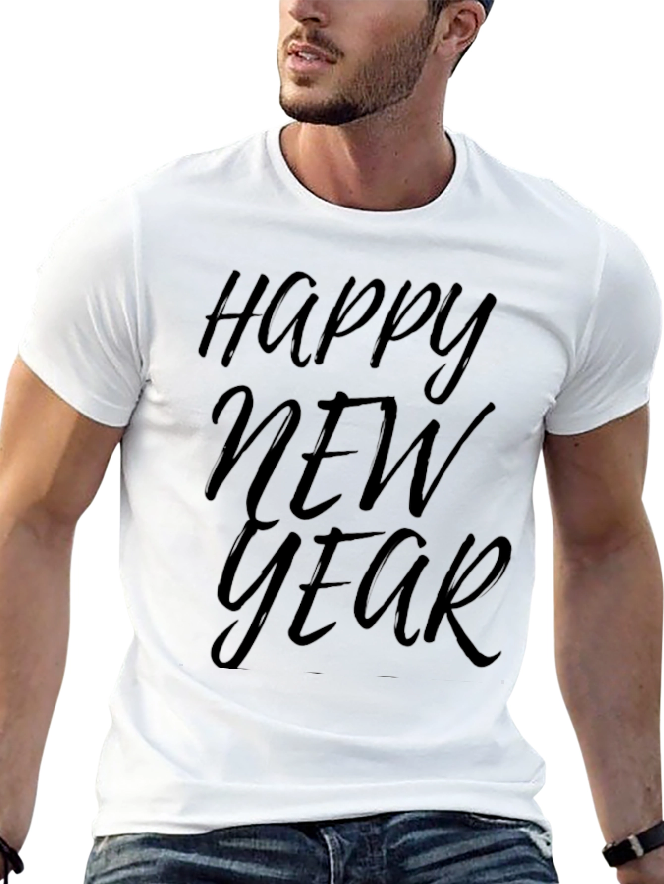 Happy New Year Graphic Tee - Black T-Shirt