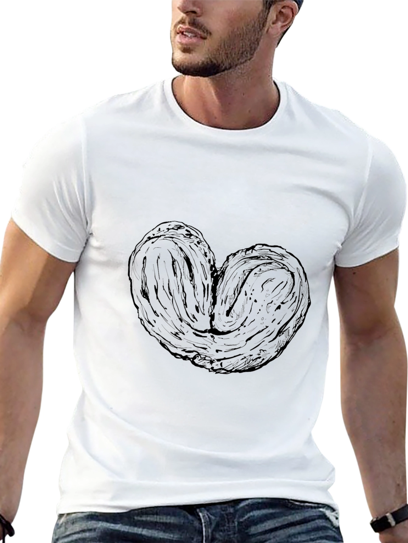 Heart-Shaped Palmier Pastry Graphic Tee - Black
