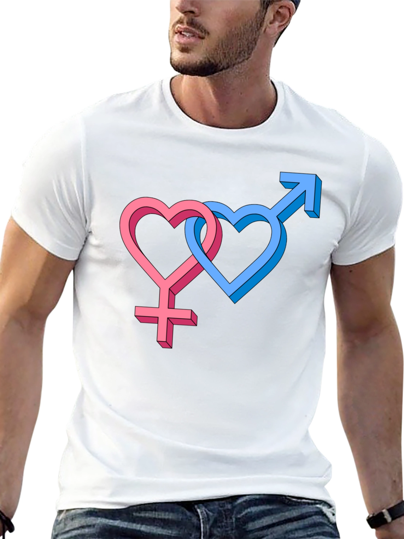 Gender Symbol Heart Graphic Tee - Black