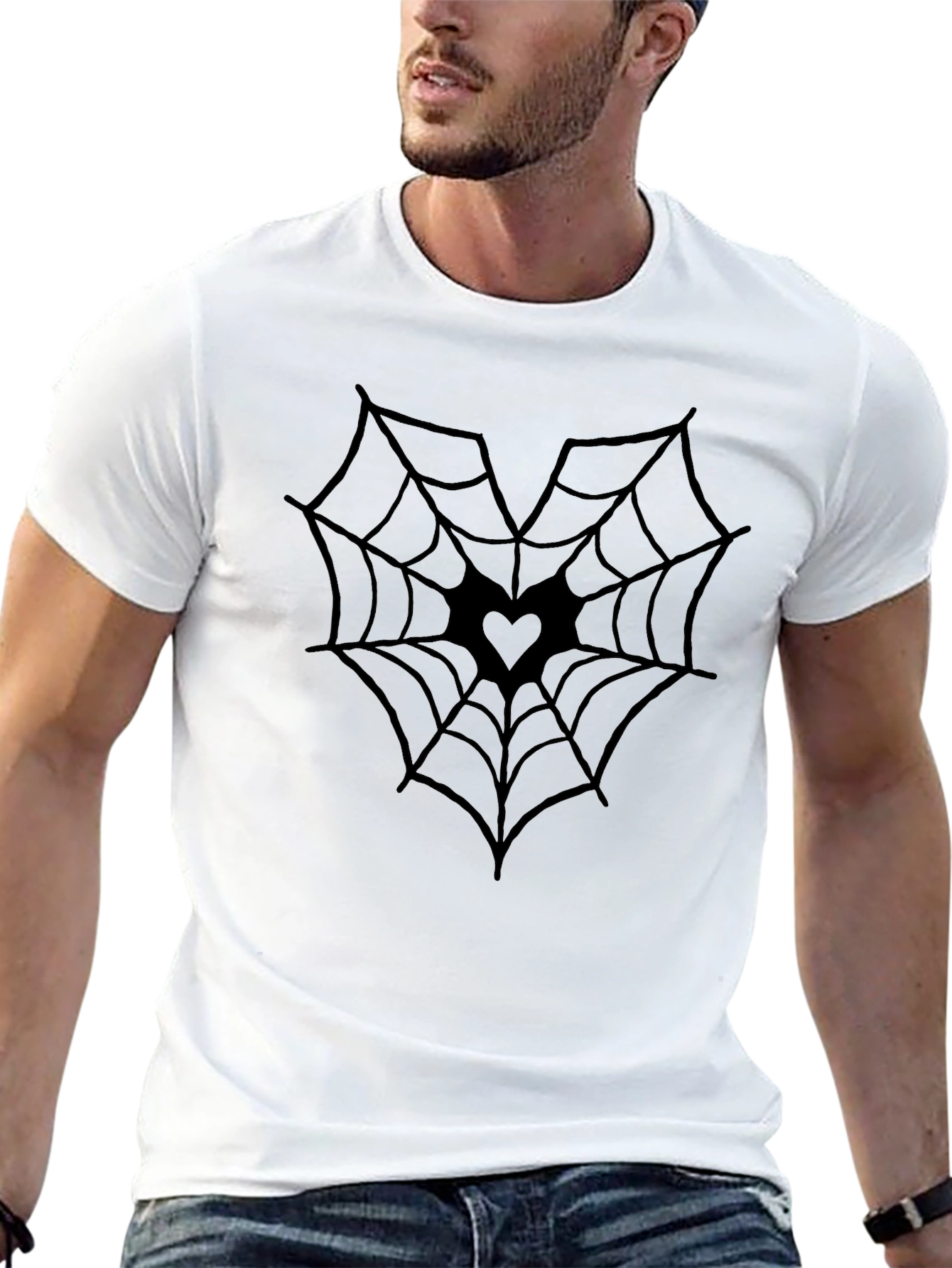 Heart Spiderweb Graphic Tee - Black T-Shirt