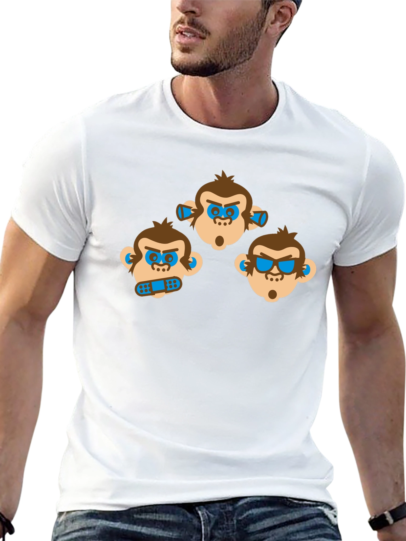 Hear See Speak No Evil Monkey Graphic T-Shirt