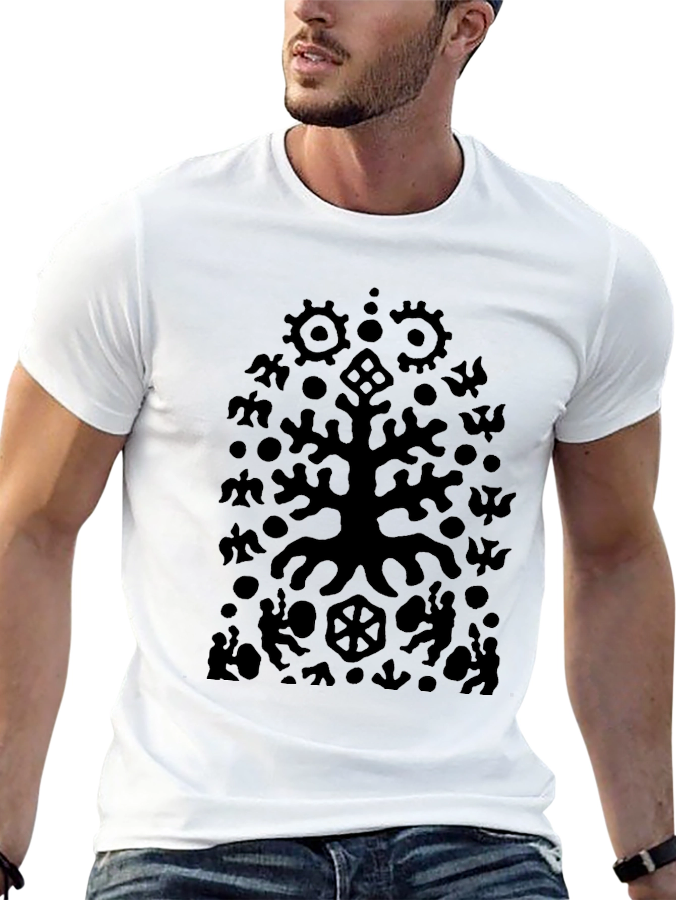 Abstract Tree Graphic Black Tee