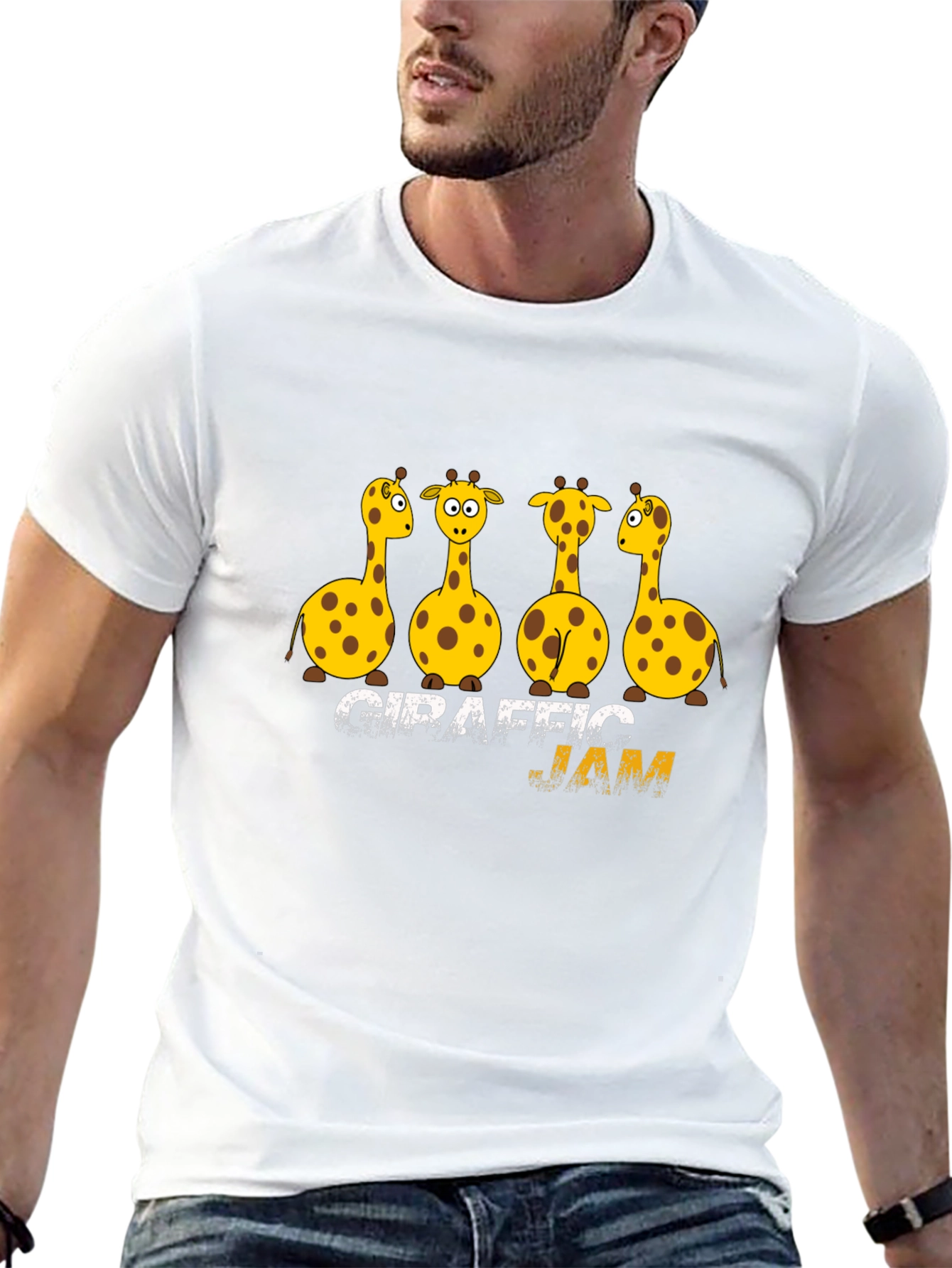 Giraffe Jam Graphic Black T-Shirt