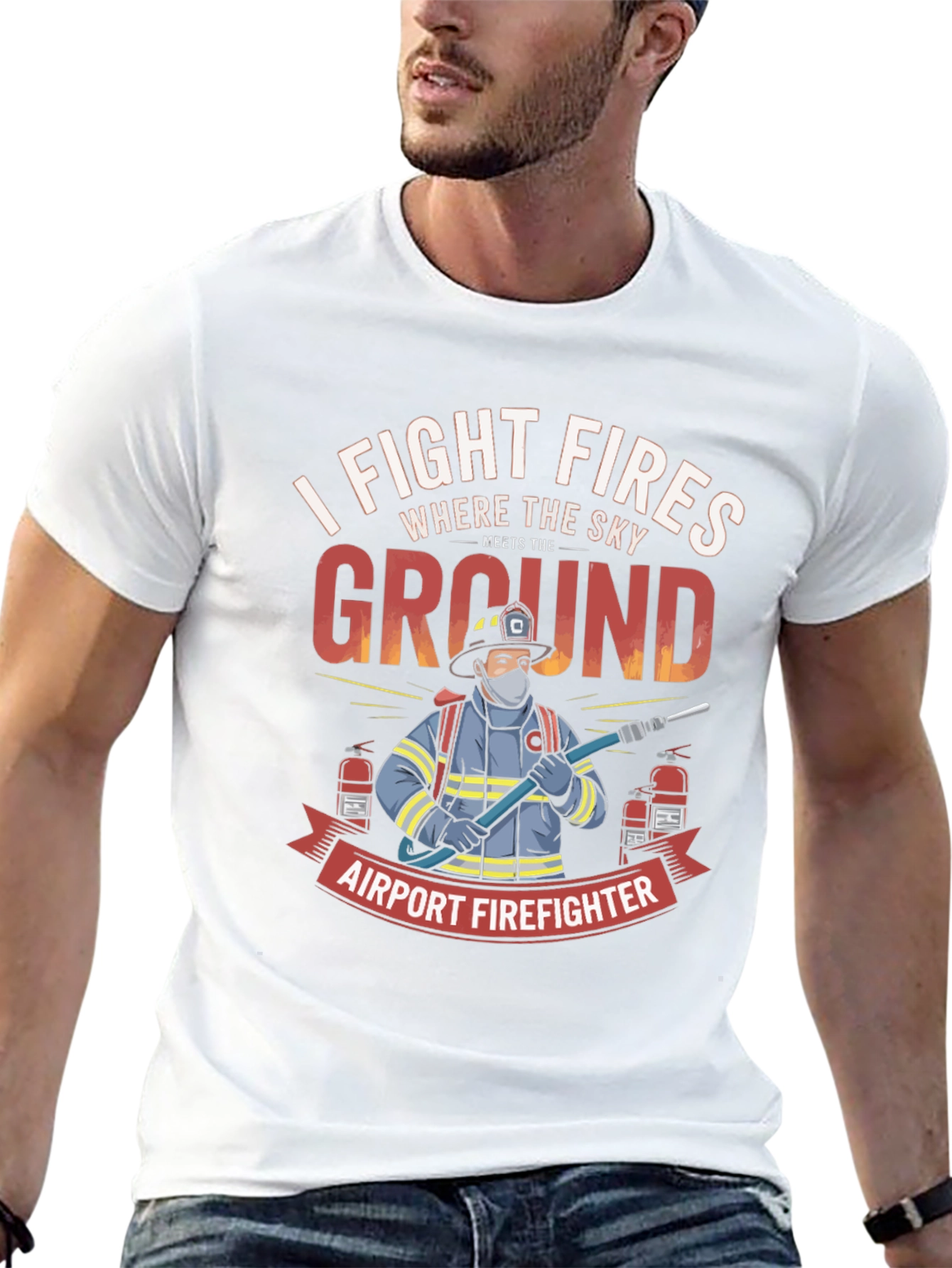 Airport Firefighter Graphic T-Shirt