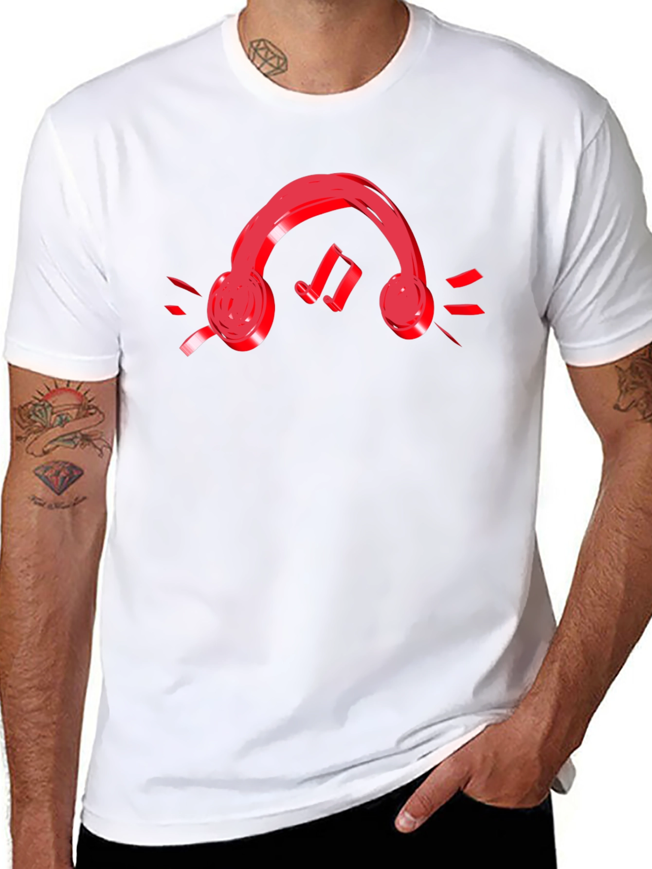 Headphones & Music Notes Graphic T-Shirt