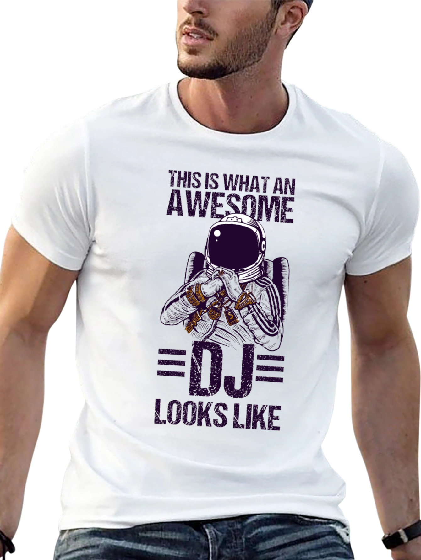 Awesome DJ Astronaut Graphic T-Shirt