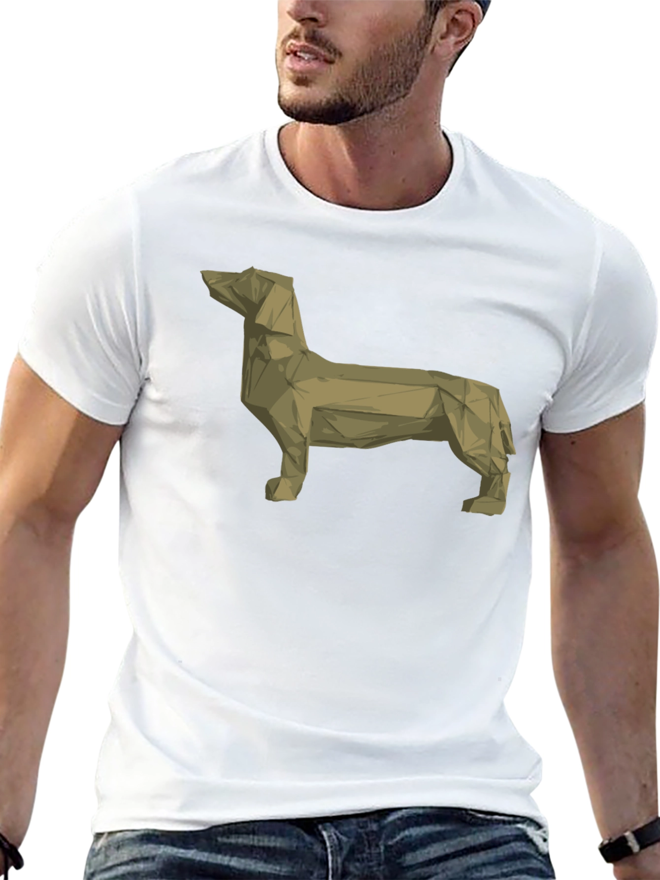 Geometric Dachshund Graphic Tee - Modern Dog Lovers T-Shirt