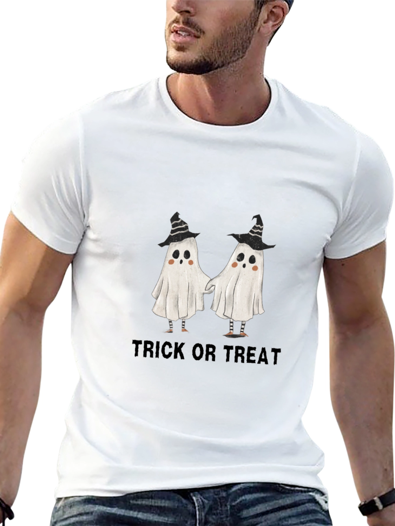 Halloween Ghost Trick or Treat Graphic T-Shirt