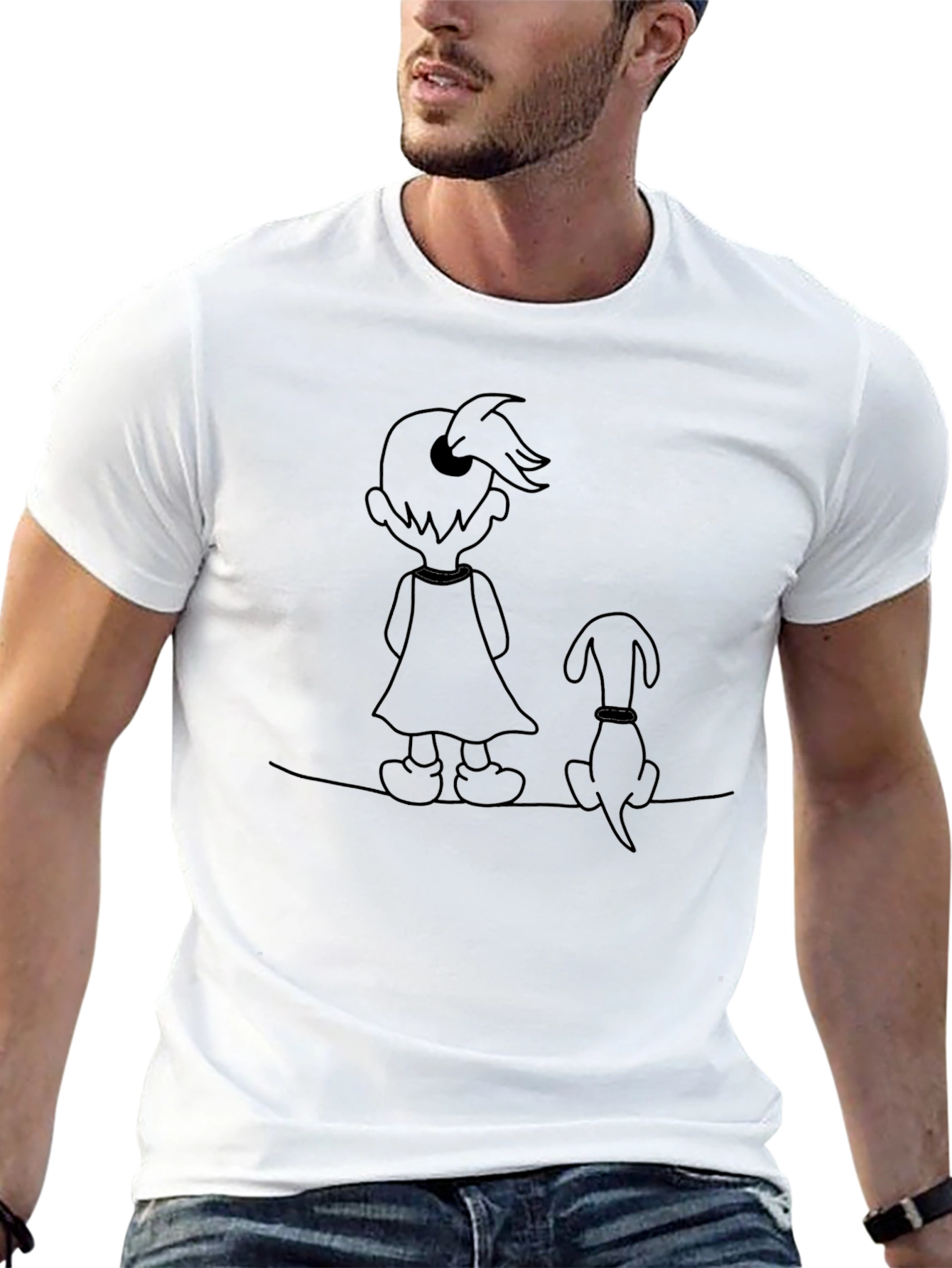 Girl and Dog Graphic Tee - Unisex Black Shirt