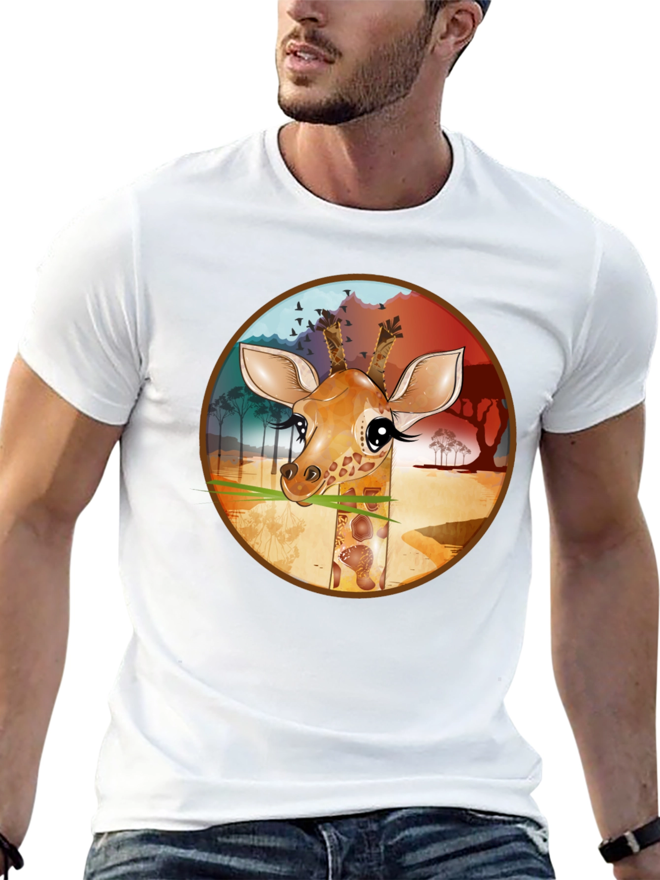 Giraffe Graphic T-Shirt - Black Cotton Tee