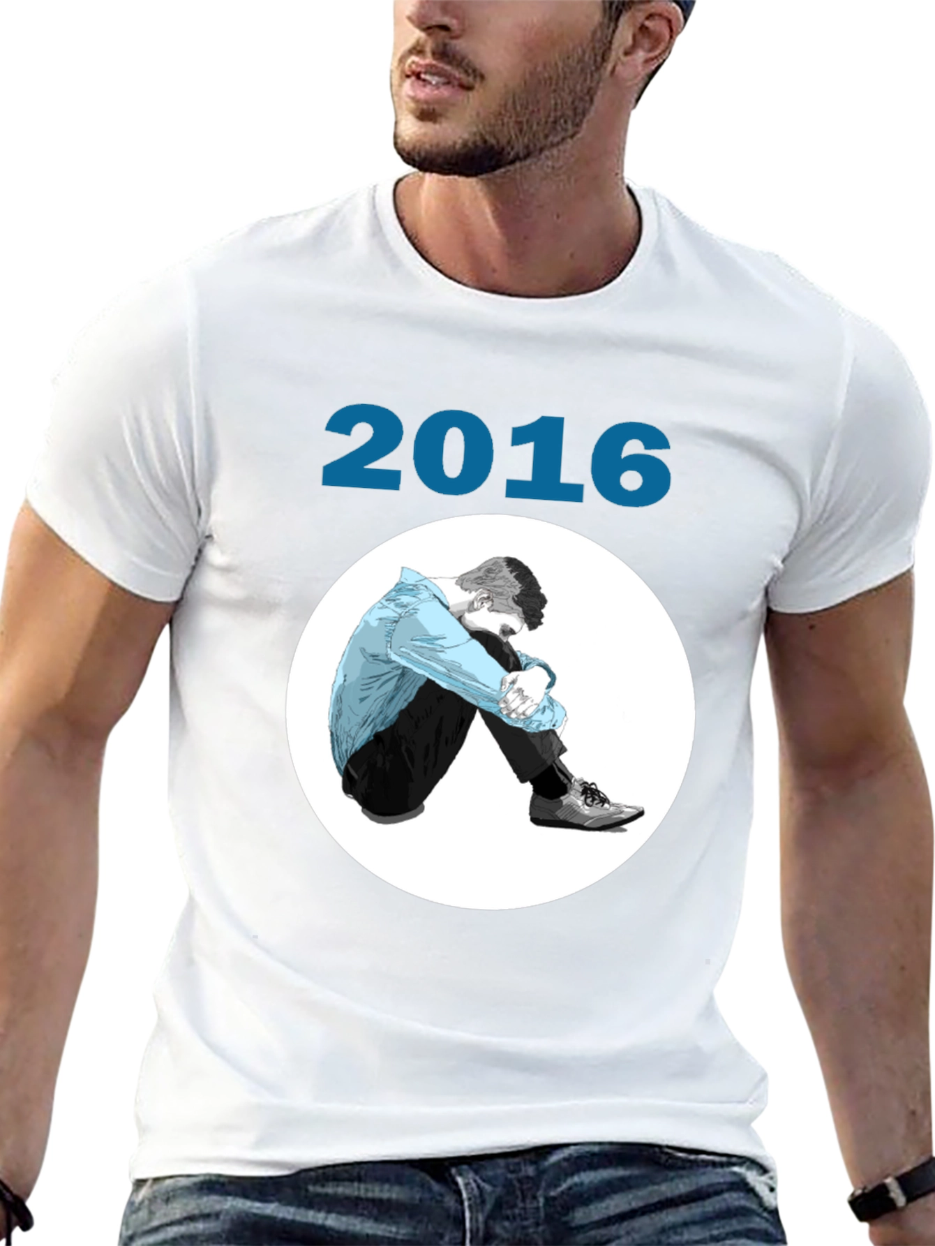 2016 Graphic Print Black T-Shirt