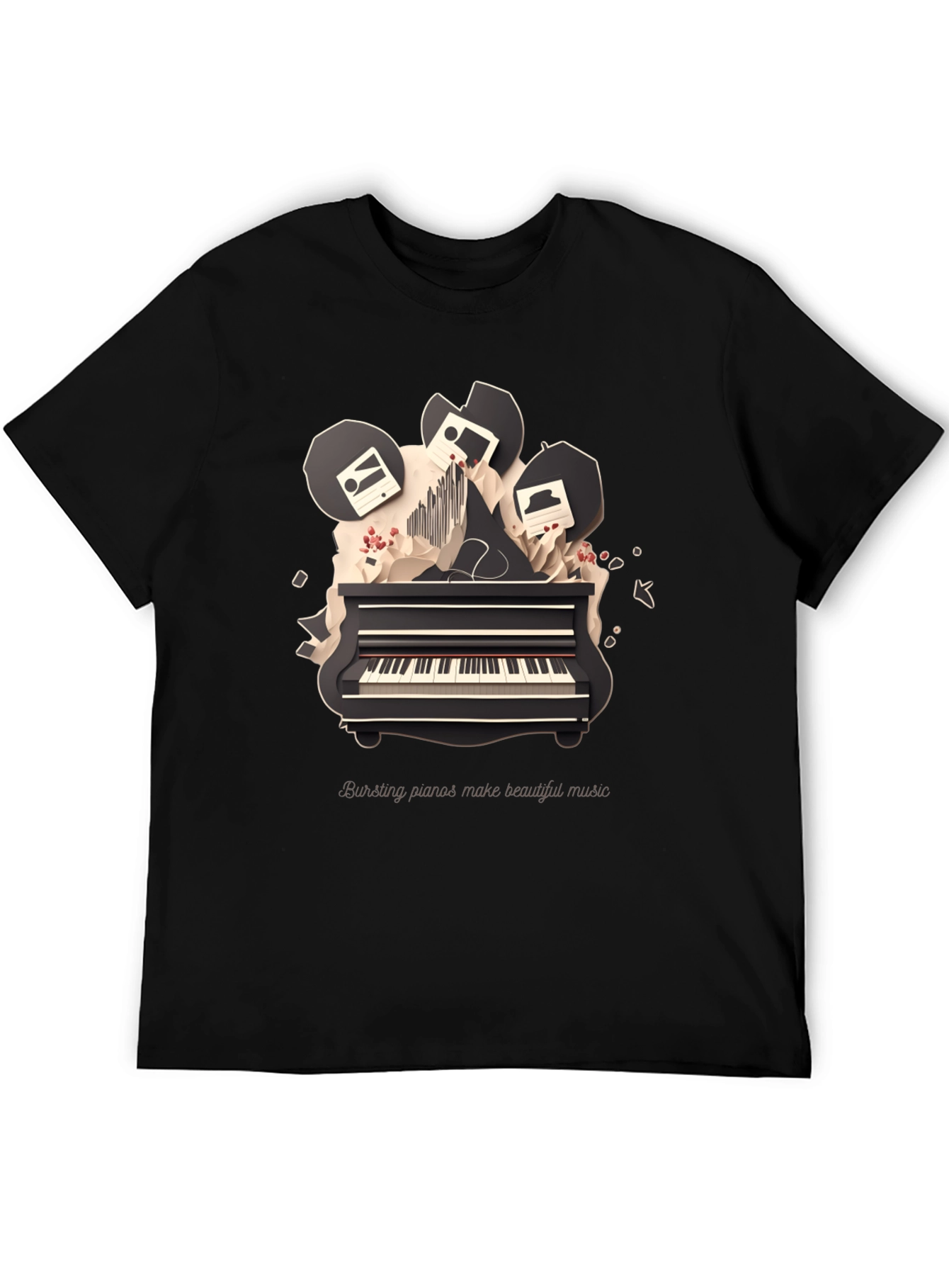Artistic Piano Graphic T-Shirt - Bursting with Music