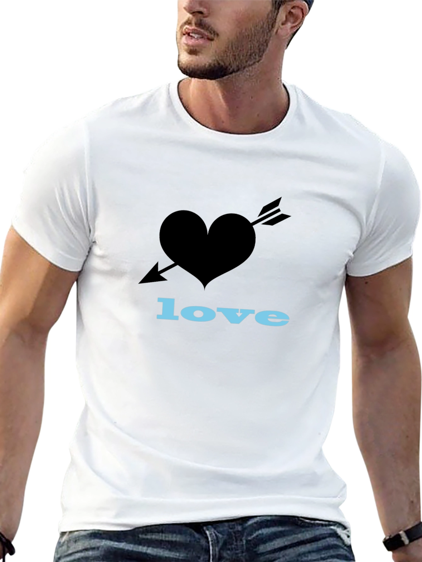 Heart Arrow Love Graphic Black T-Shirt