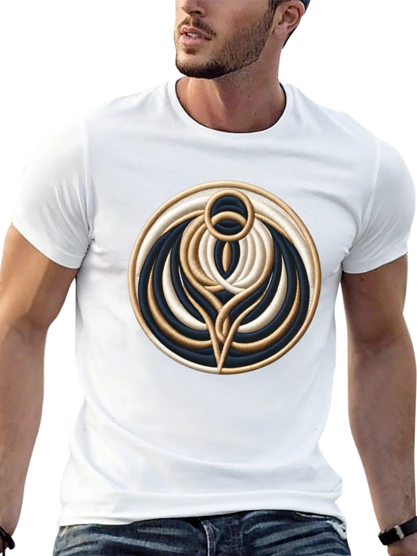 Abstract Embroidered Graphic T-Shirt