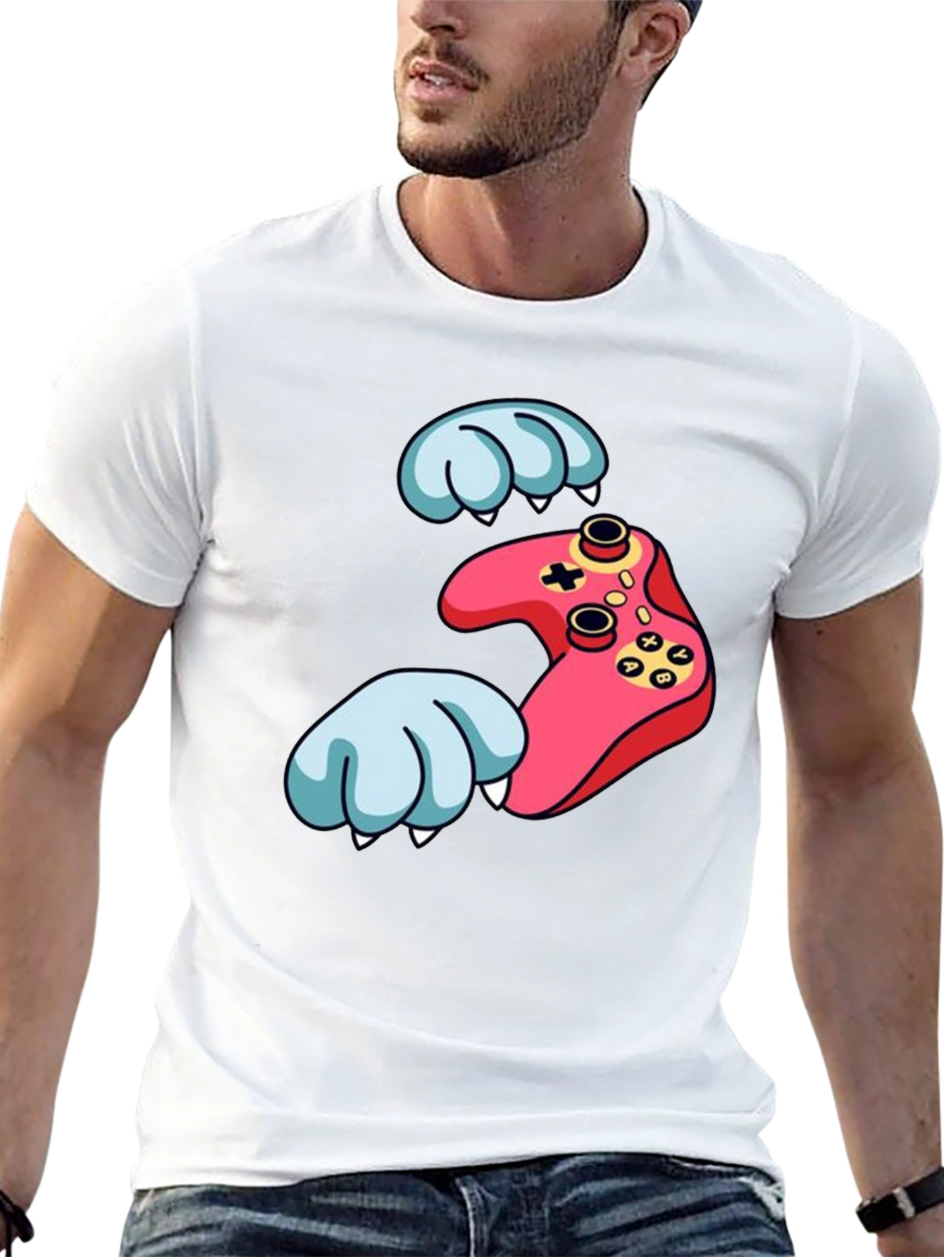 Gamer Paw Controller Graphic Black T-Shirt
