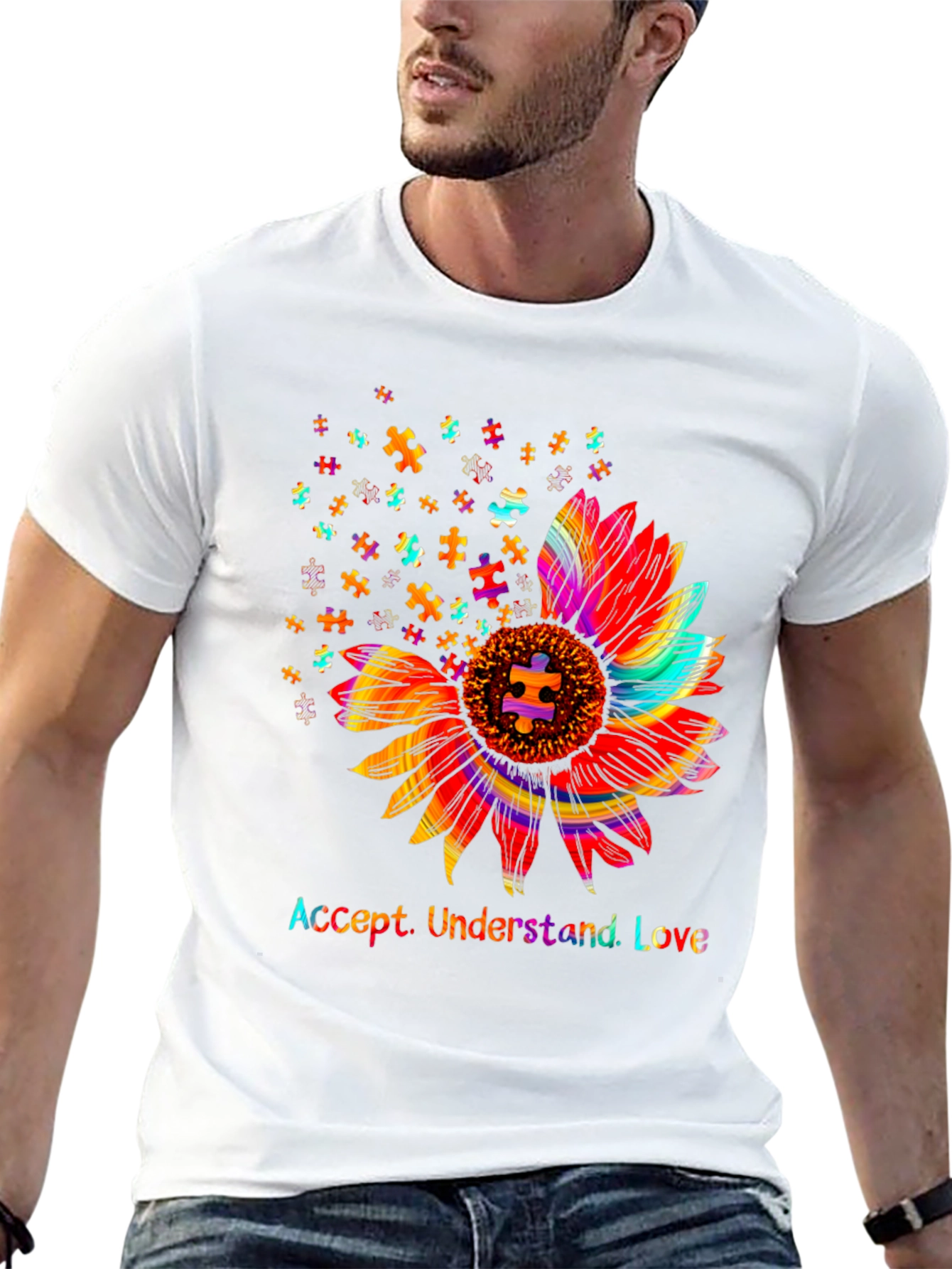 Autism Awareness Sunflower T-Shirt: Accept Understand Love