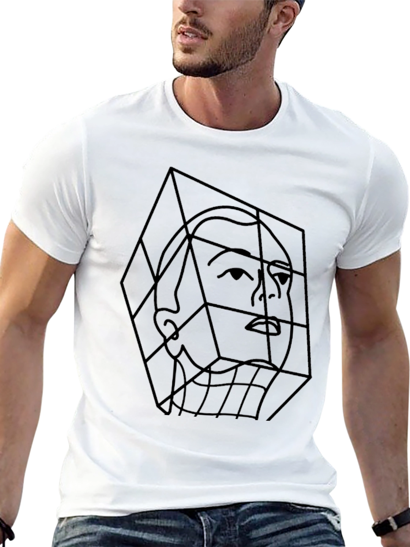 Geometric Face Tee - Modern Art T-Shirt