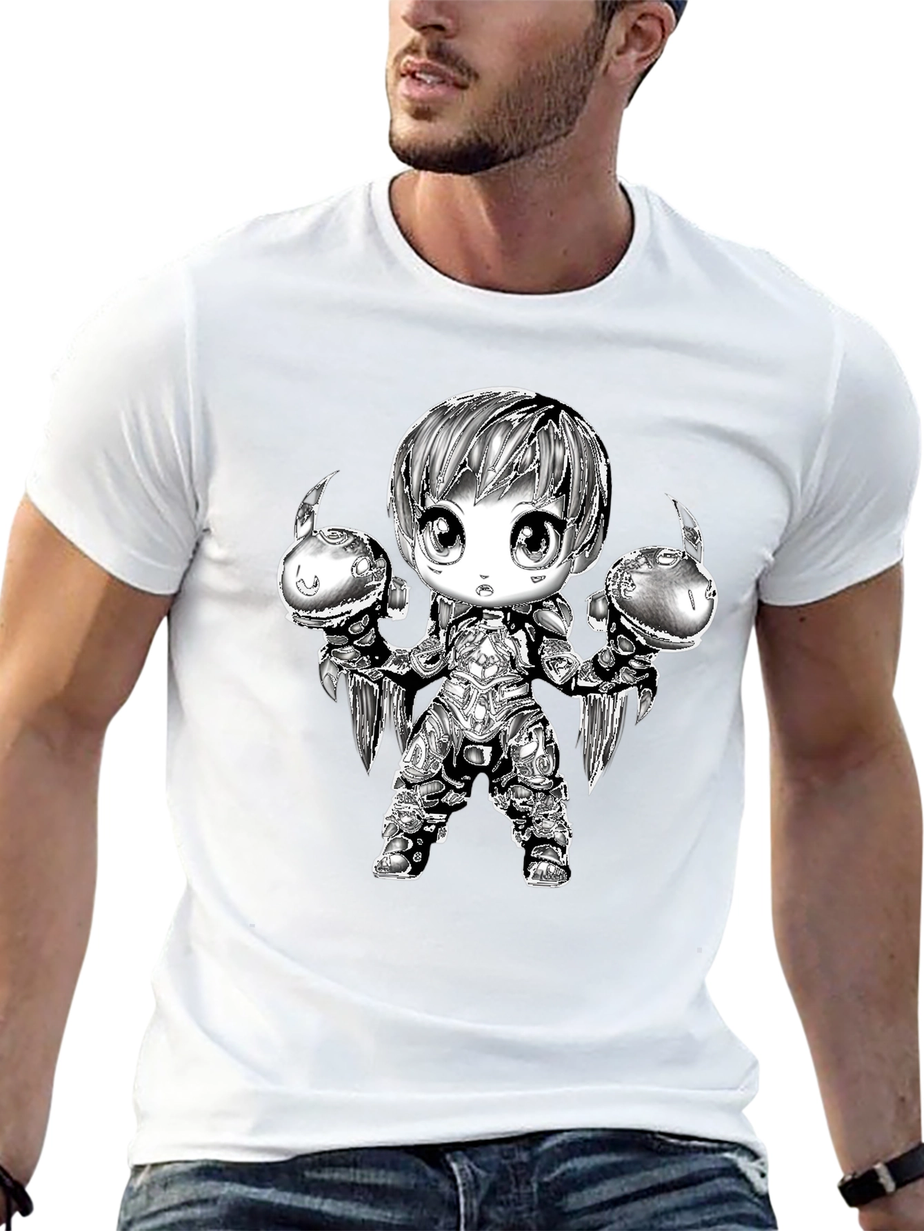 Anime Warrior Graphic Black T-Shirt