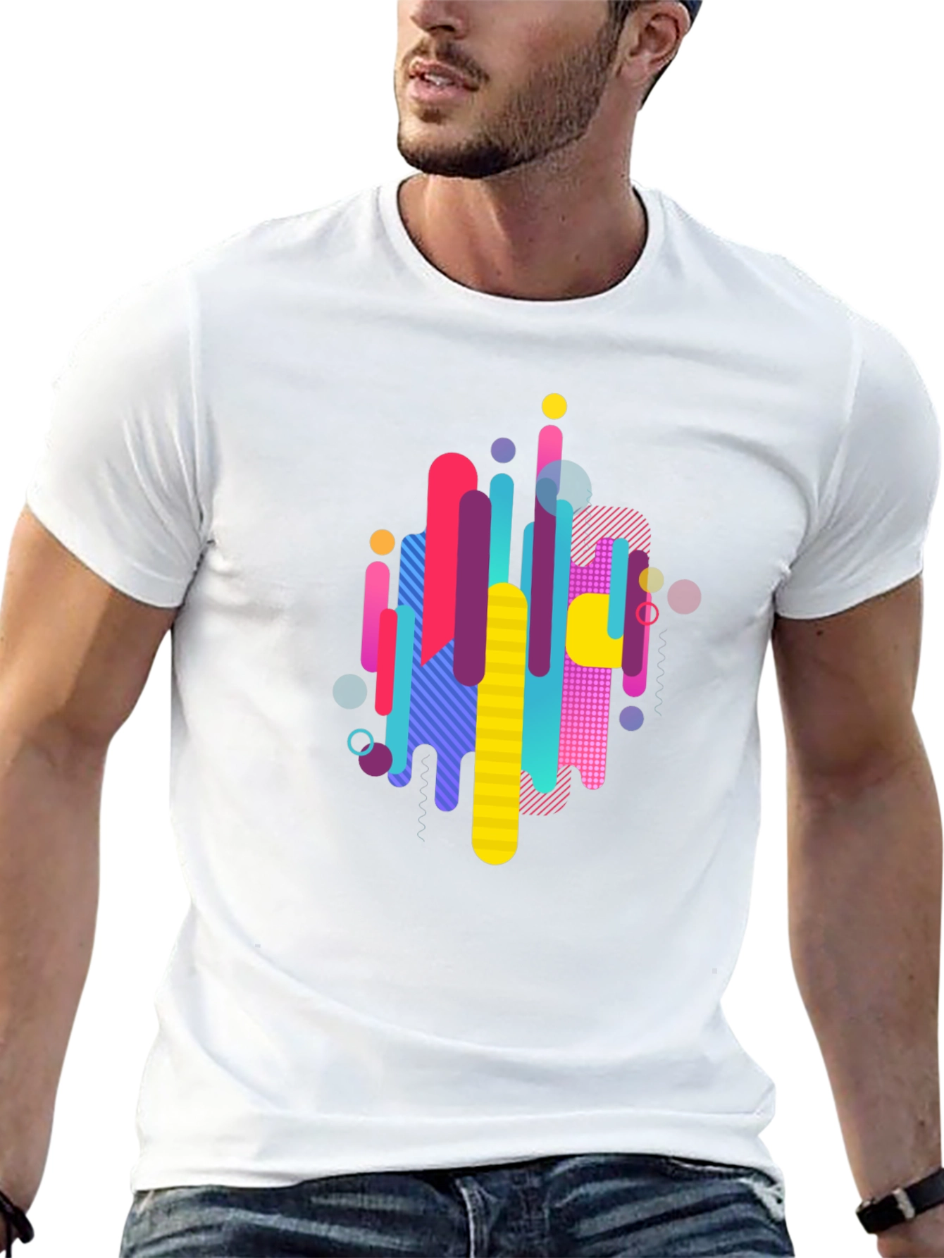 Abstract Graphic Print Mens Black T-Shirt