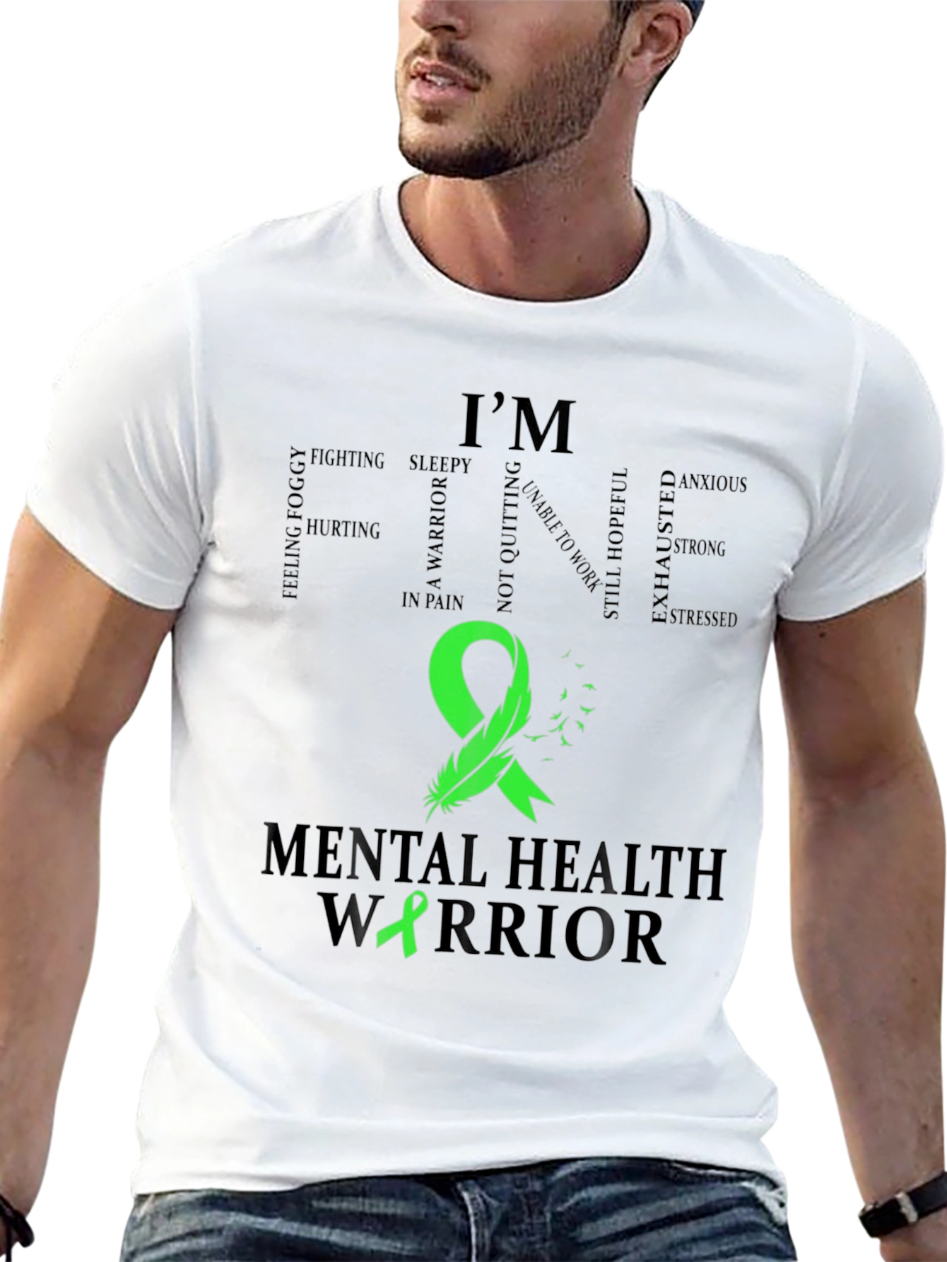 Mental Health Warrior T-Shirt - Green Ribbon