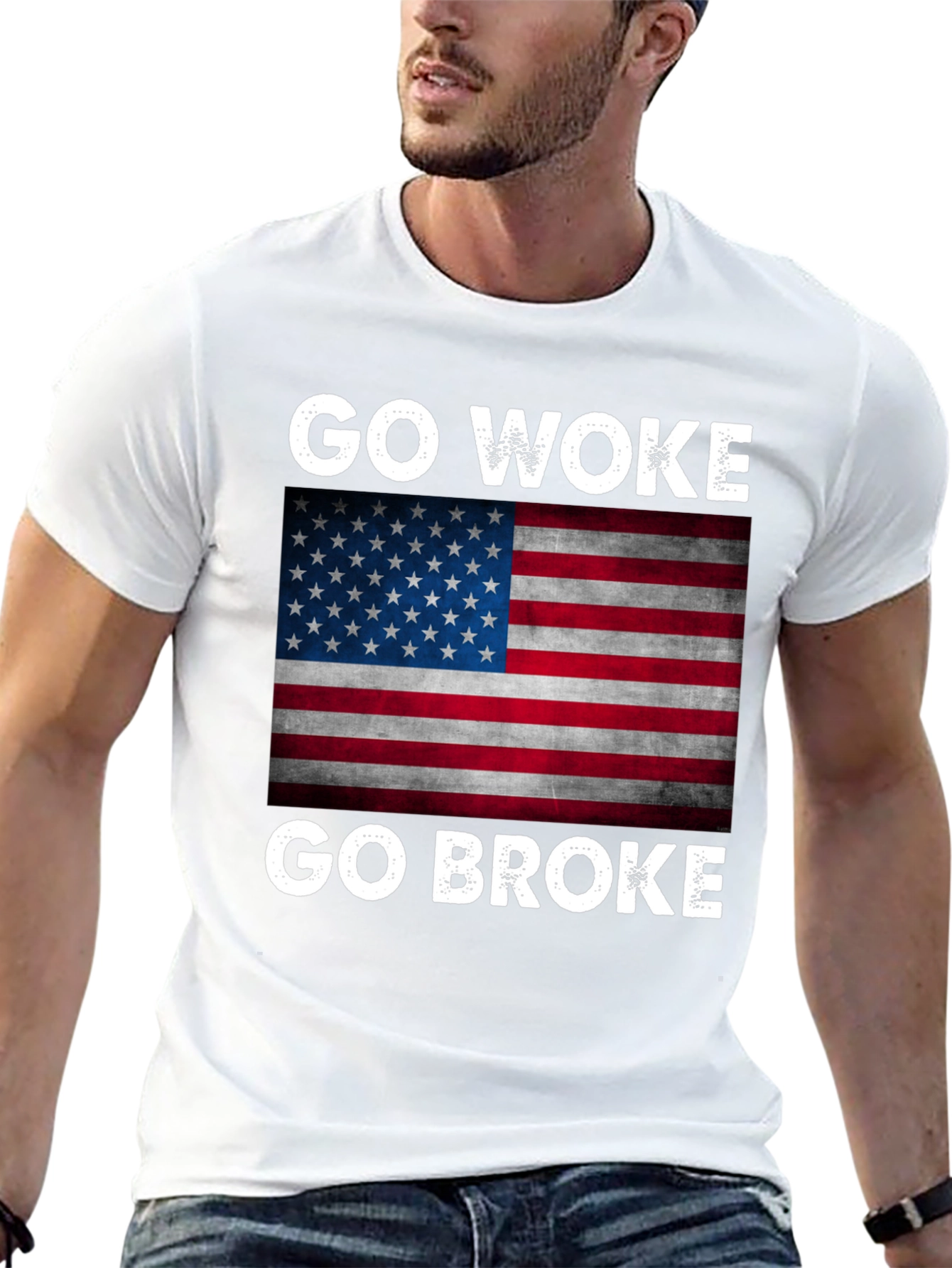 Go Woke Go Broke USA Flag Graphic Tee