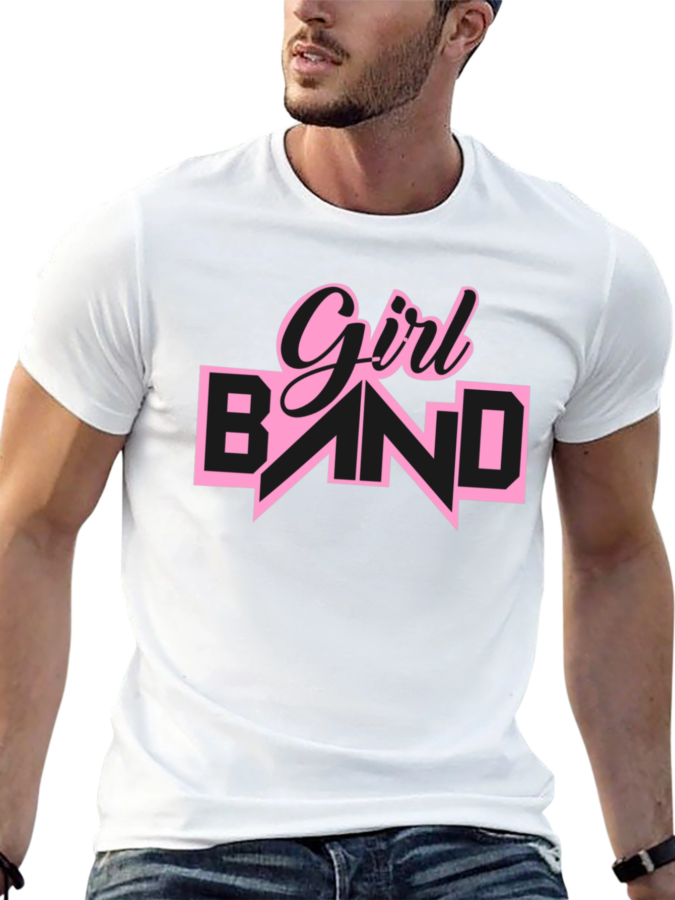 Girl Band Graphic Tee - Black Cotton T-Shirt