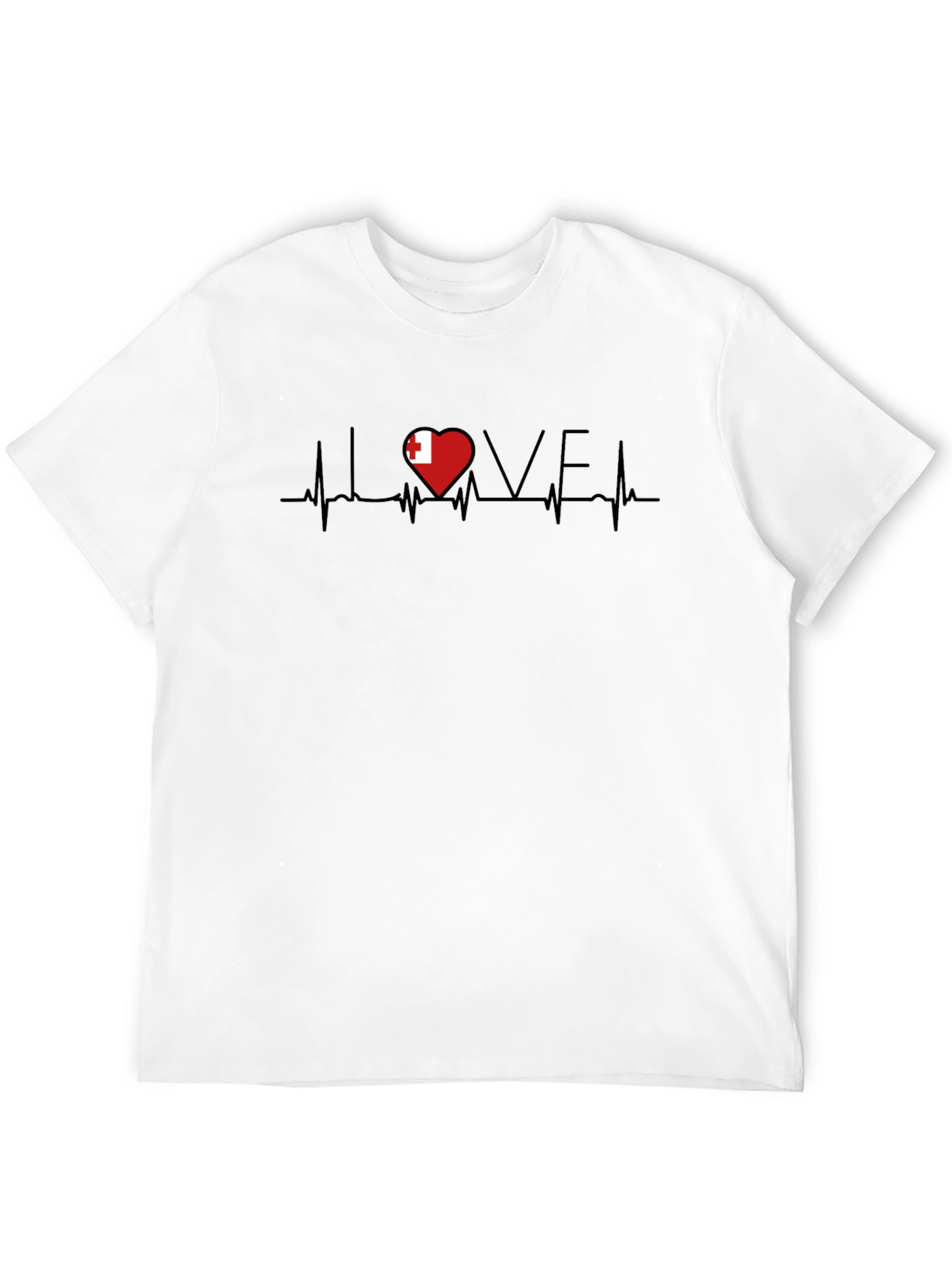 Heartbeat Tonga Flag Love Graphic T-Shirt