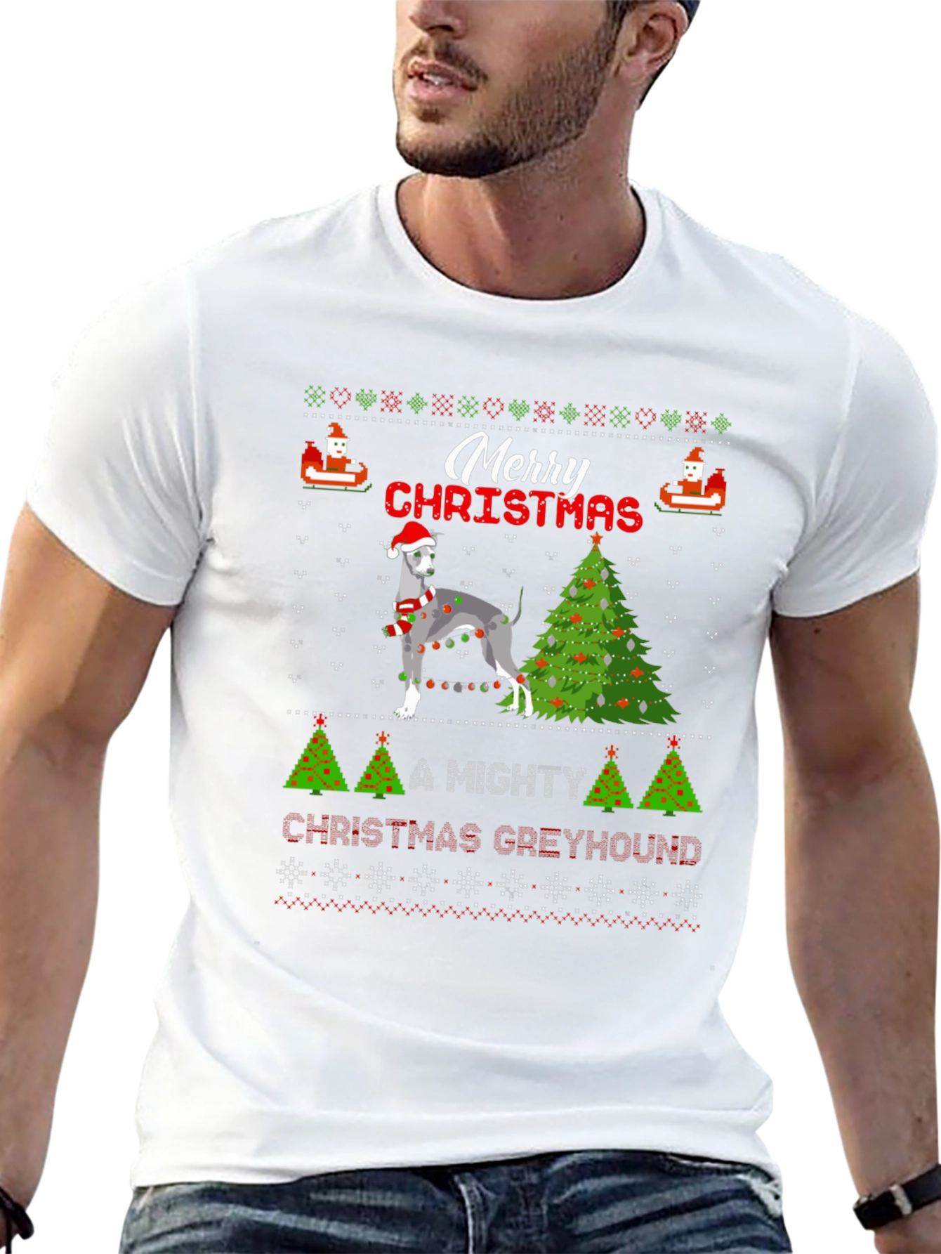 Greyhound Ugly Christmas Sweater T-Shirt