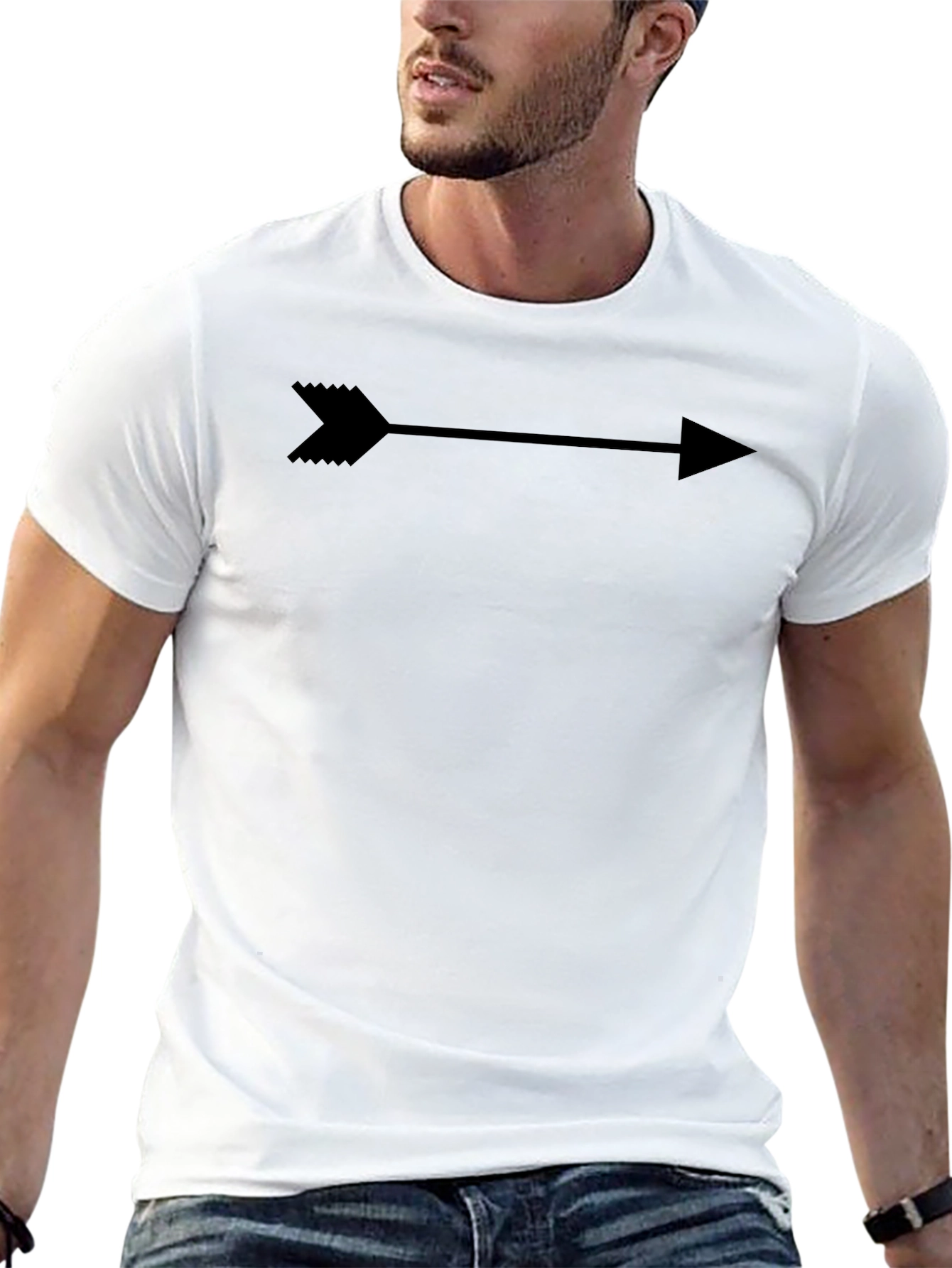 Arrow Graphic Print T-Shirt - Black
