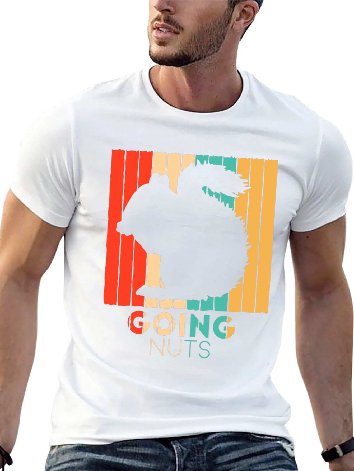 Going Nuts Squirrel Tee - Retro Style Black T-Shirt
