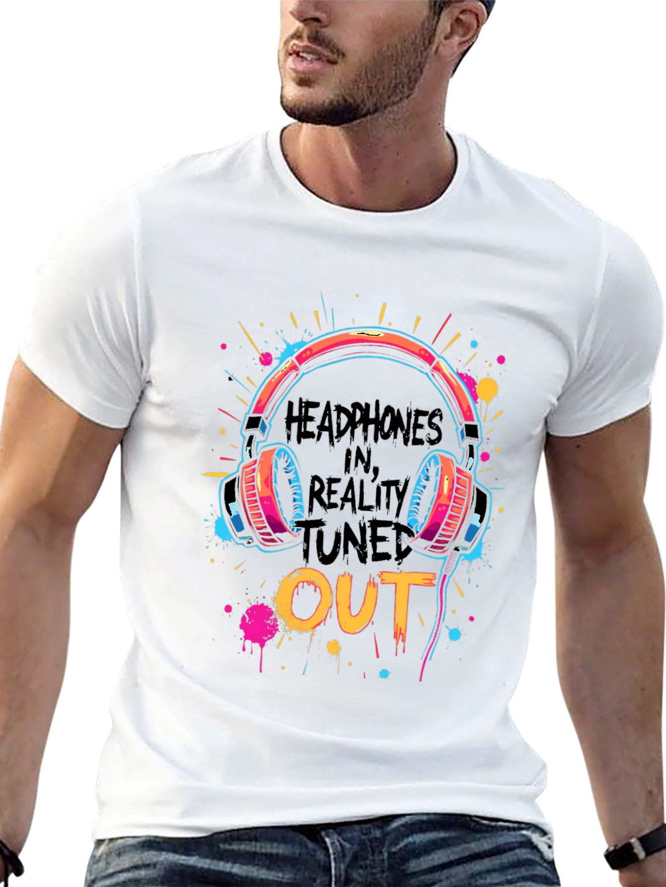 Headphones In Reality Tuned Out Graphic Tee