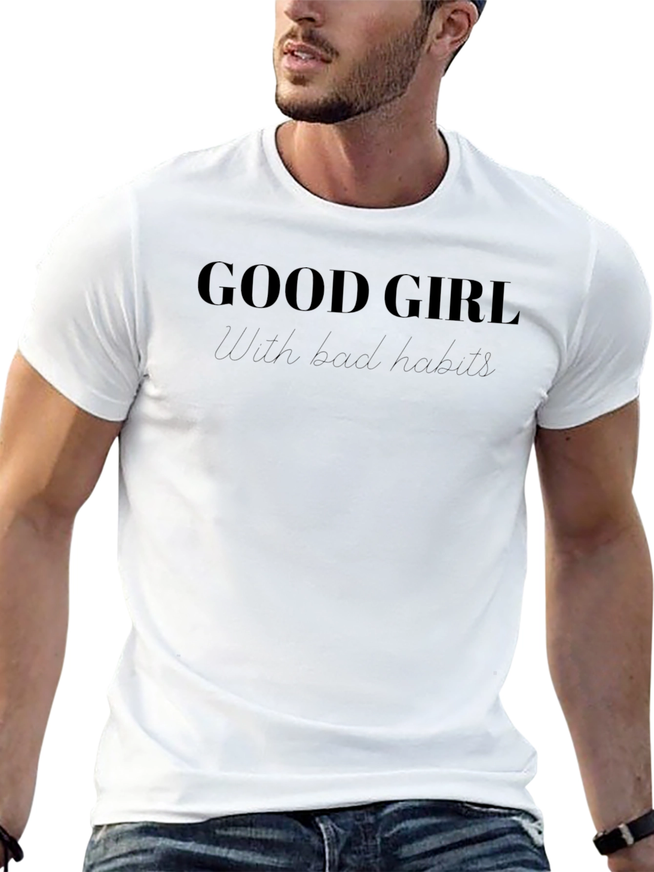 Good Girl With Bad Habits Black T-Shirt