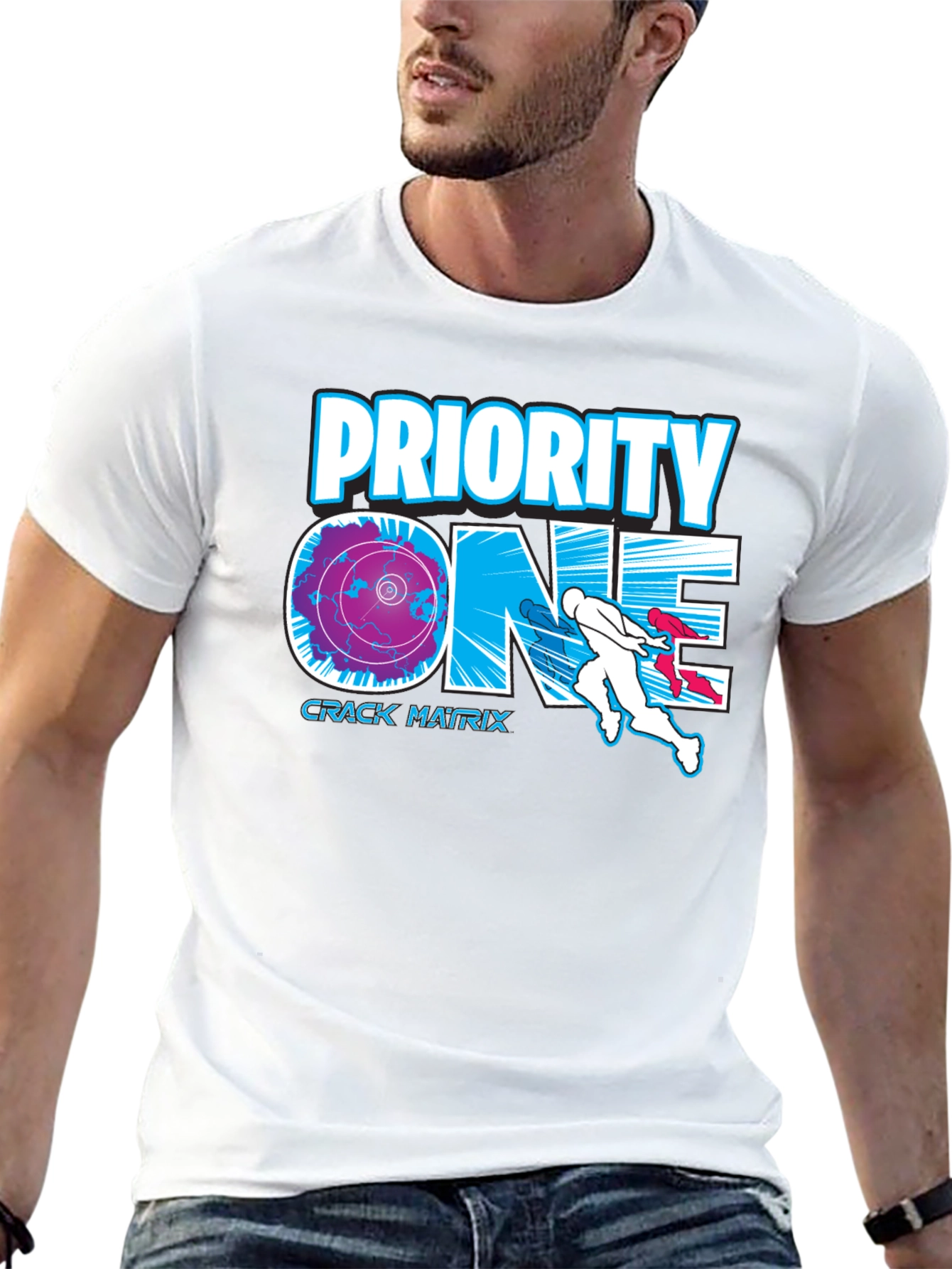 Priority One Crack Matrix Black Graphic Tee