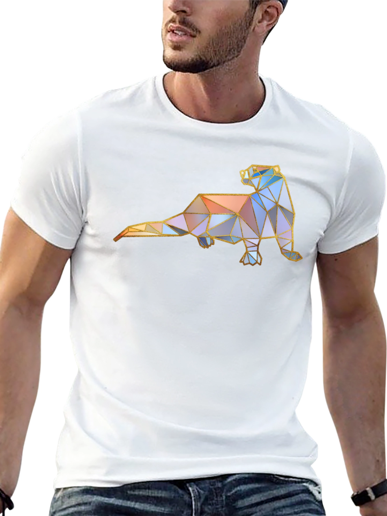 Geometric Otter Graphic Tee - Modern Style