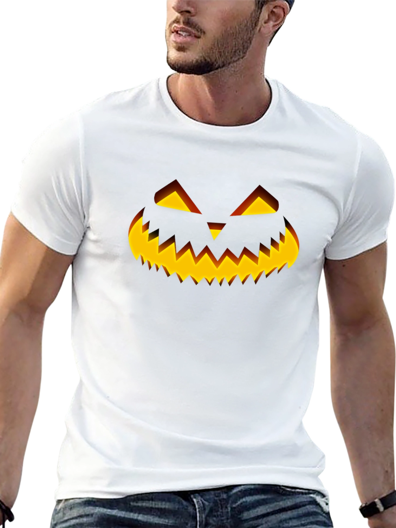 Halloween Pumpkin Face Black T-Shirt
