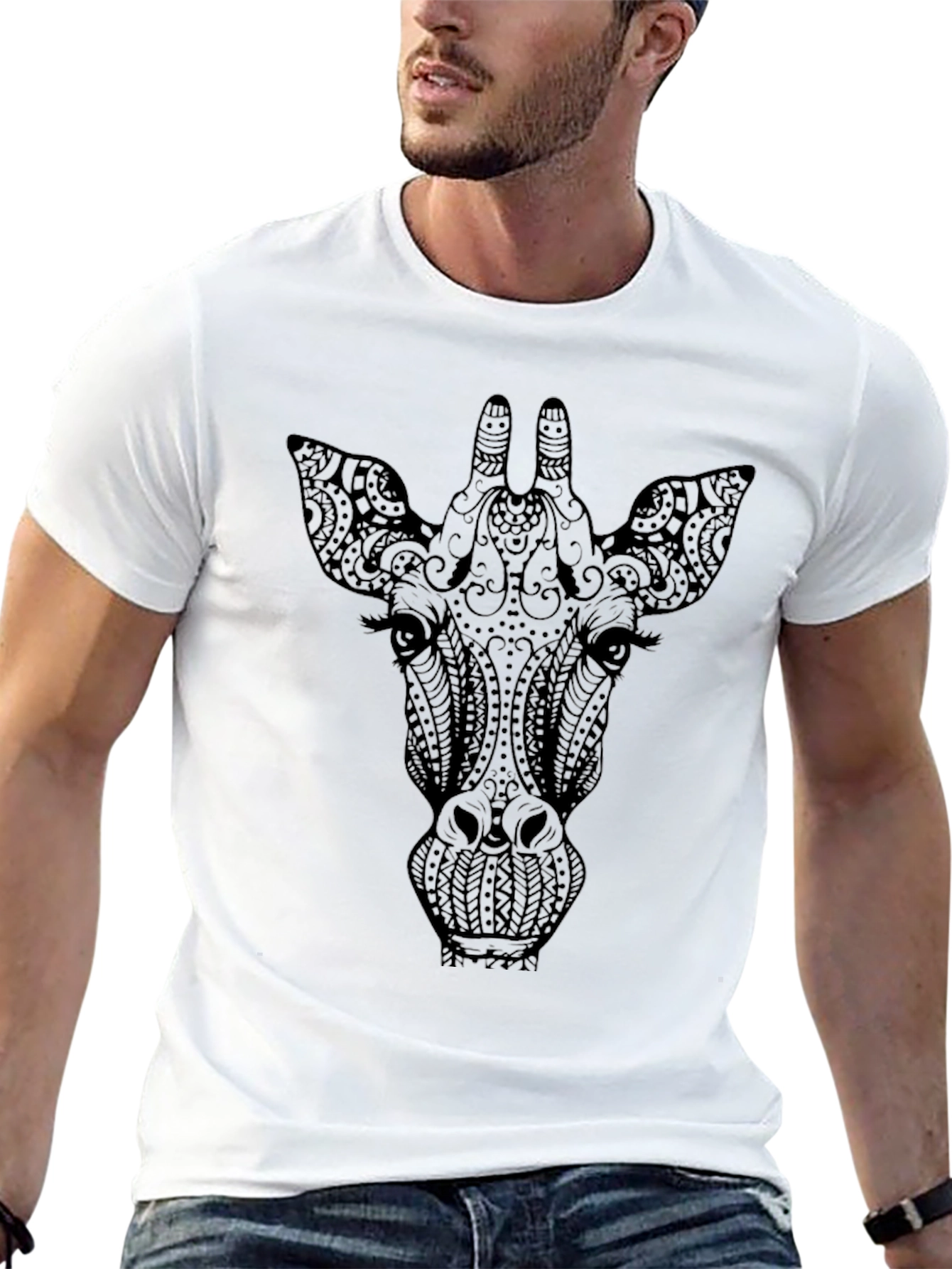 Giraffe Graphic Tee - Stylish Black T-Shirt