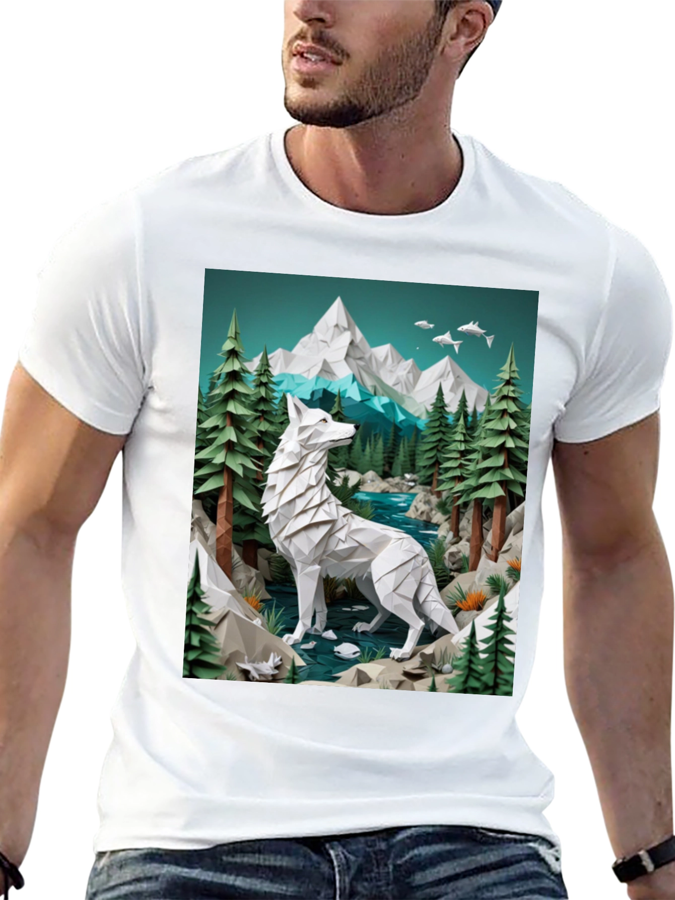 Geometric Wolf Graphic Tee - Wilderness Design