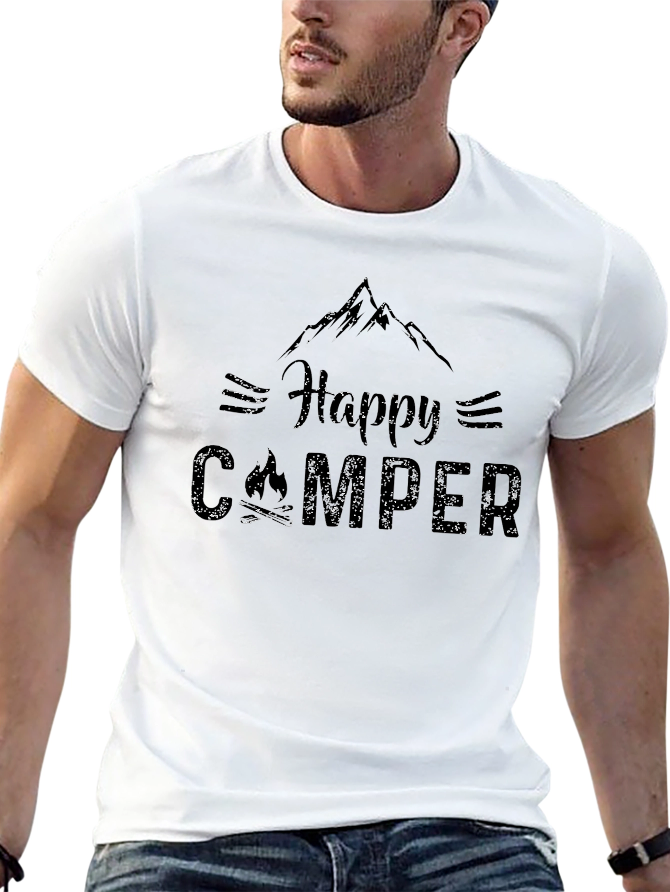 Happy Camper Graphic T-Shirt - Black