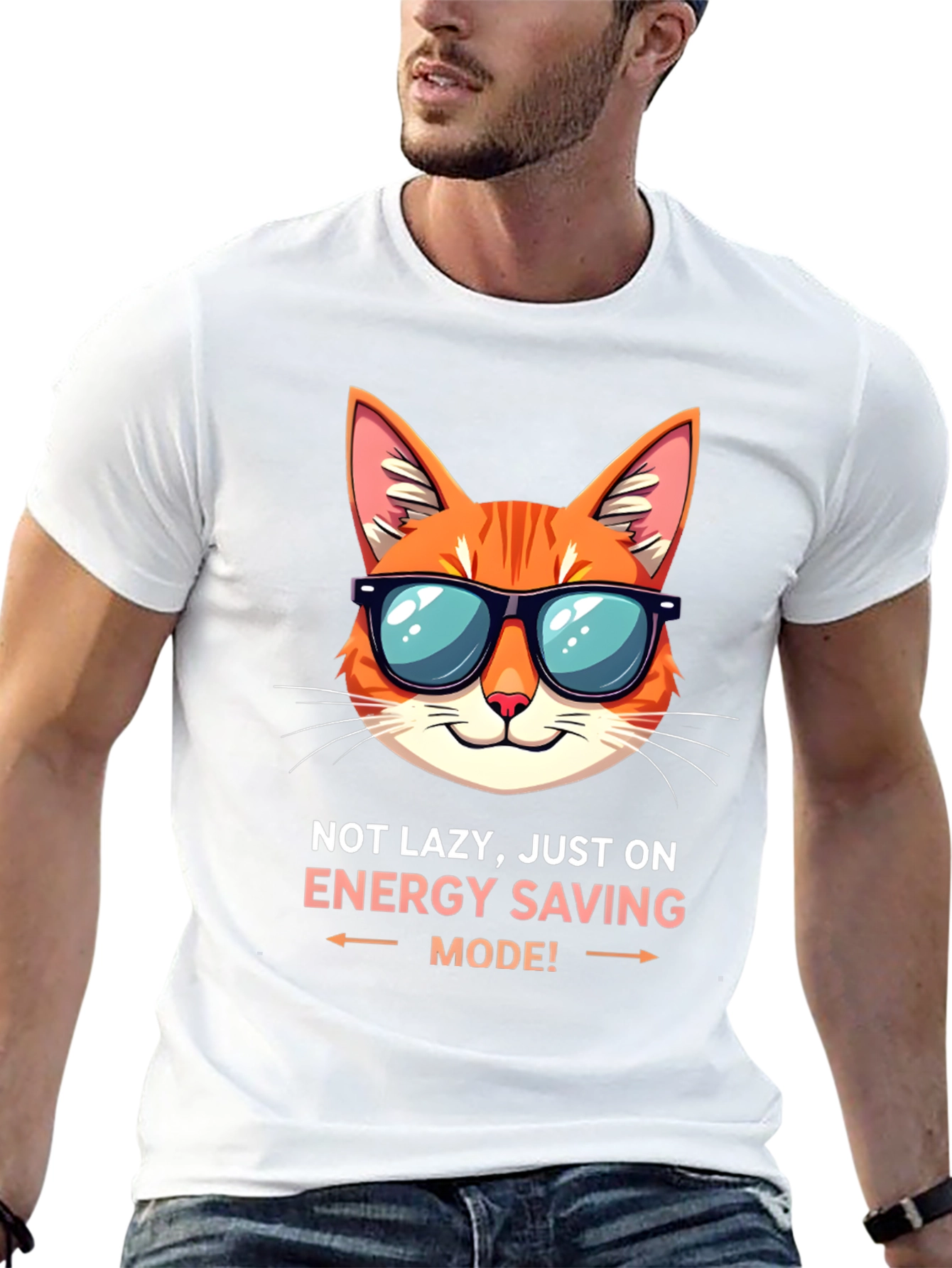 Funny Cat Energy Saving Mode T-Shirt