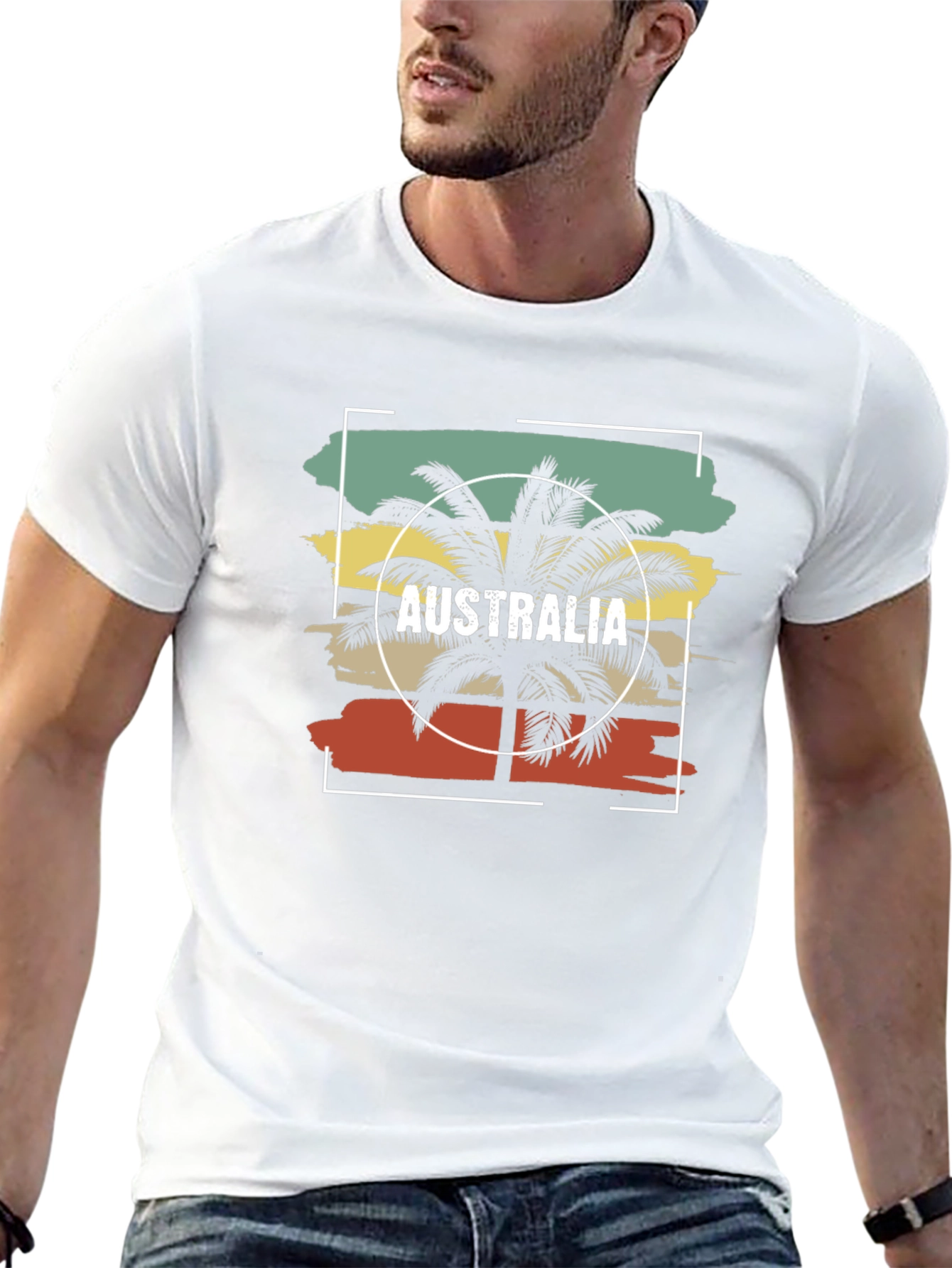 Australia Palm Tree Graphic T-Shirt - Tropical Vacation Style
