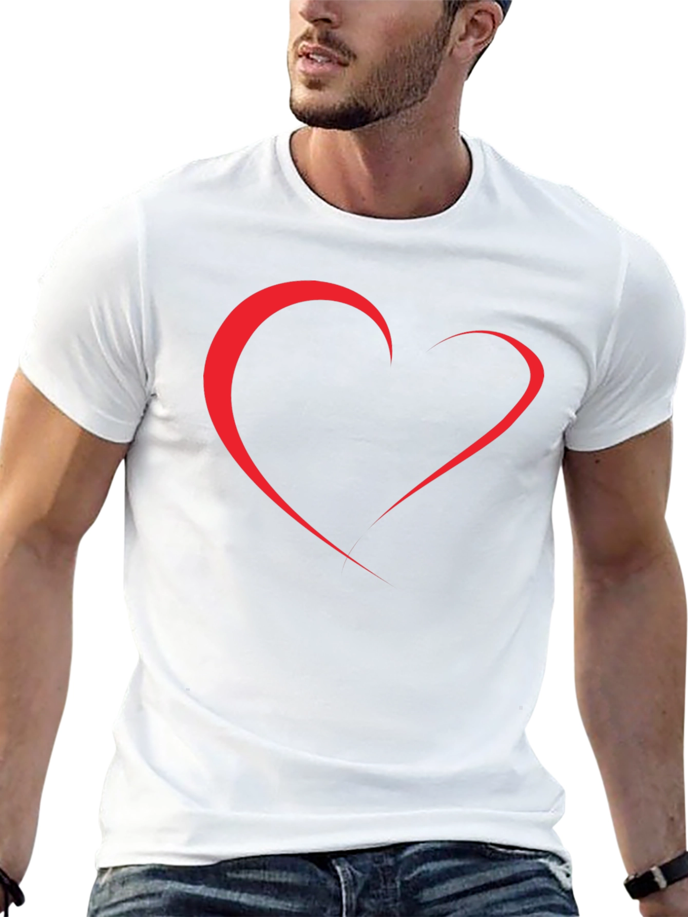 Heart Line Art Black T-Shirt
