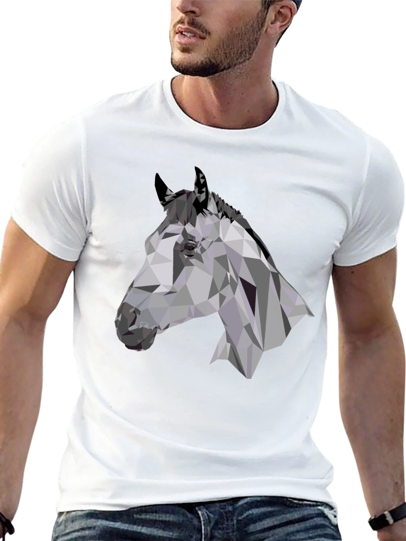 Geometric Horse Head Black T-Shirt