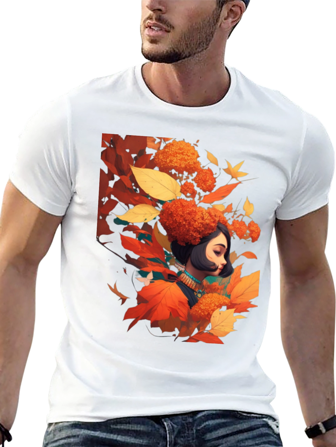 Autumnal Woman Graphic Black Tee