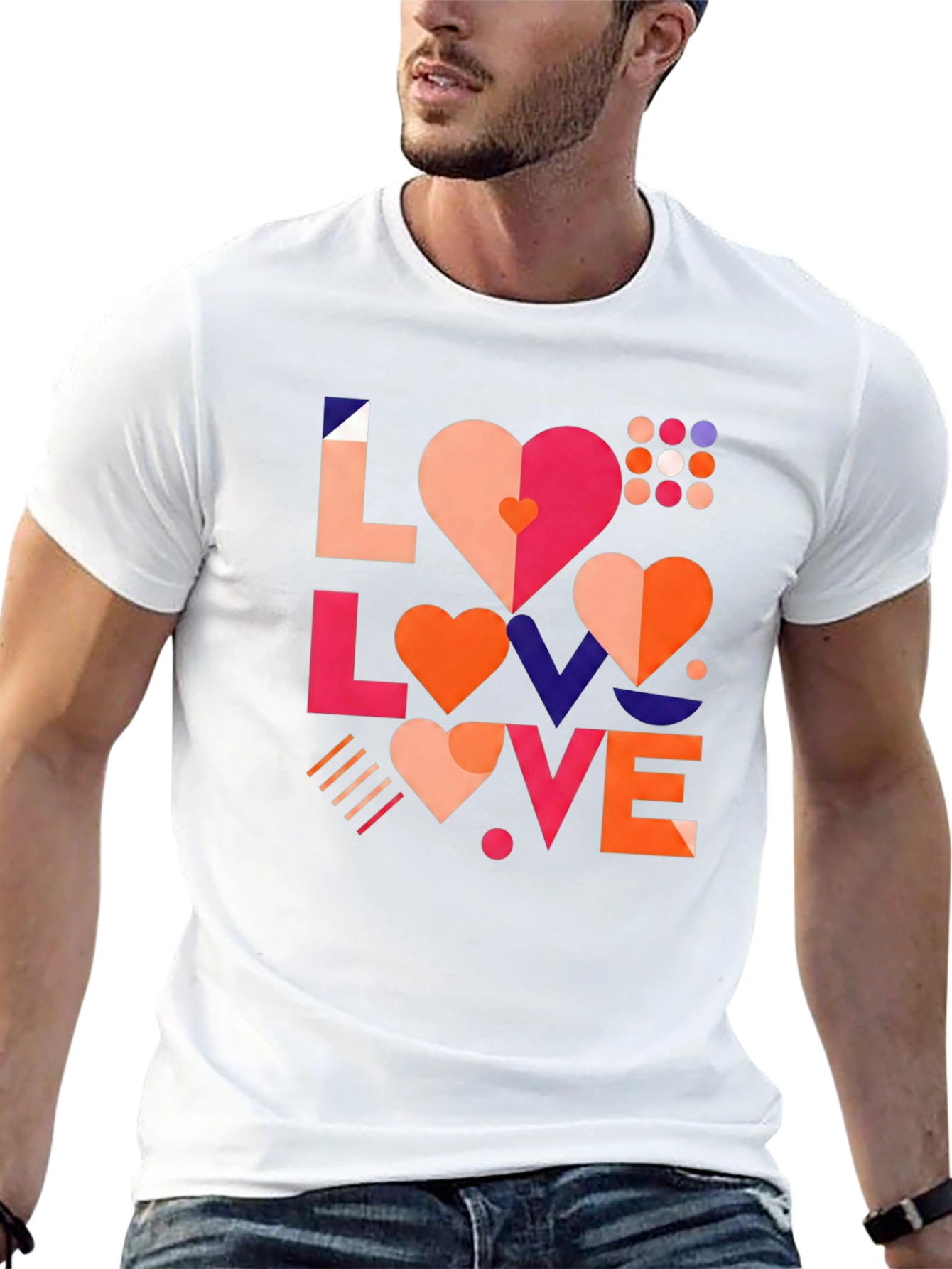 Geometric Love Graphic Black Tee