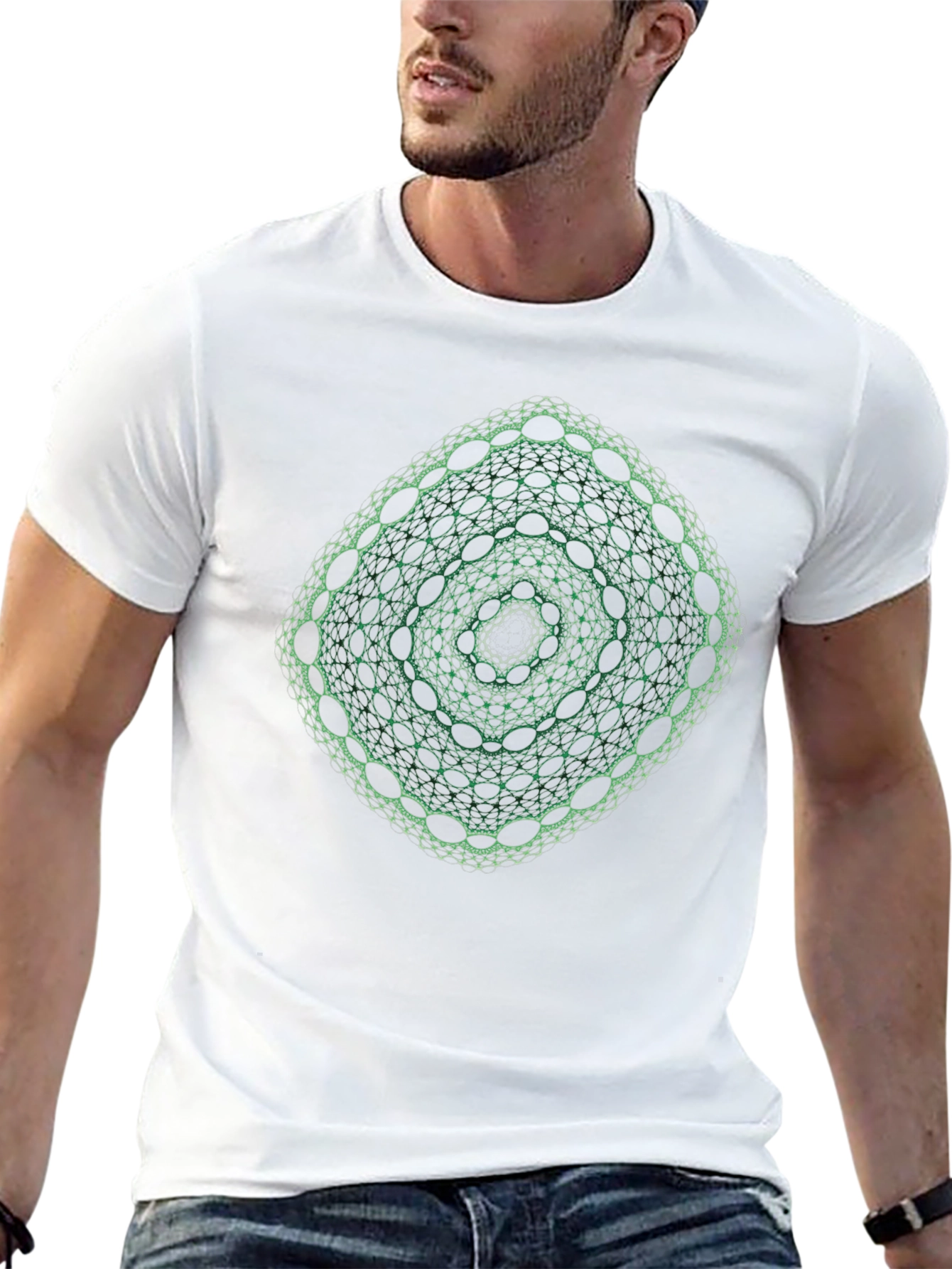 Geometric Green Fractal Tee