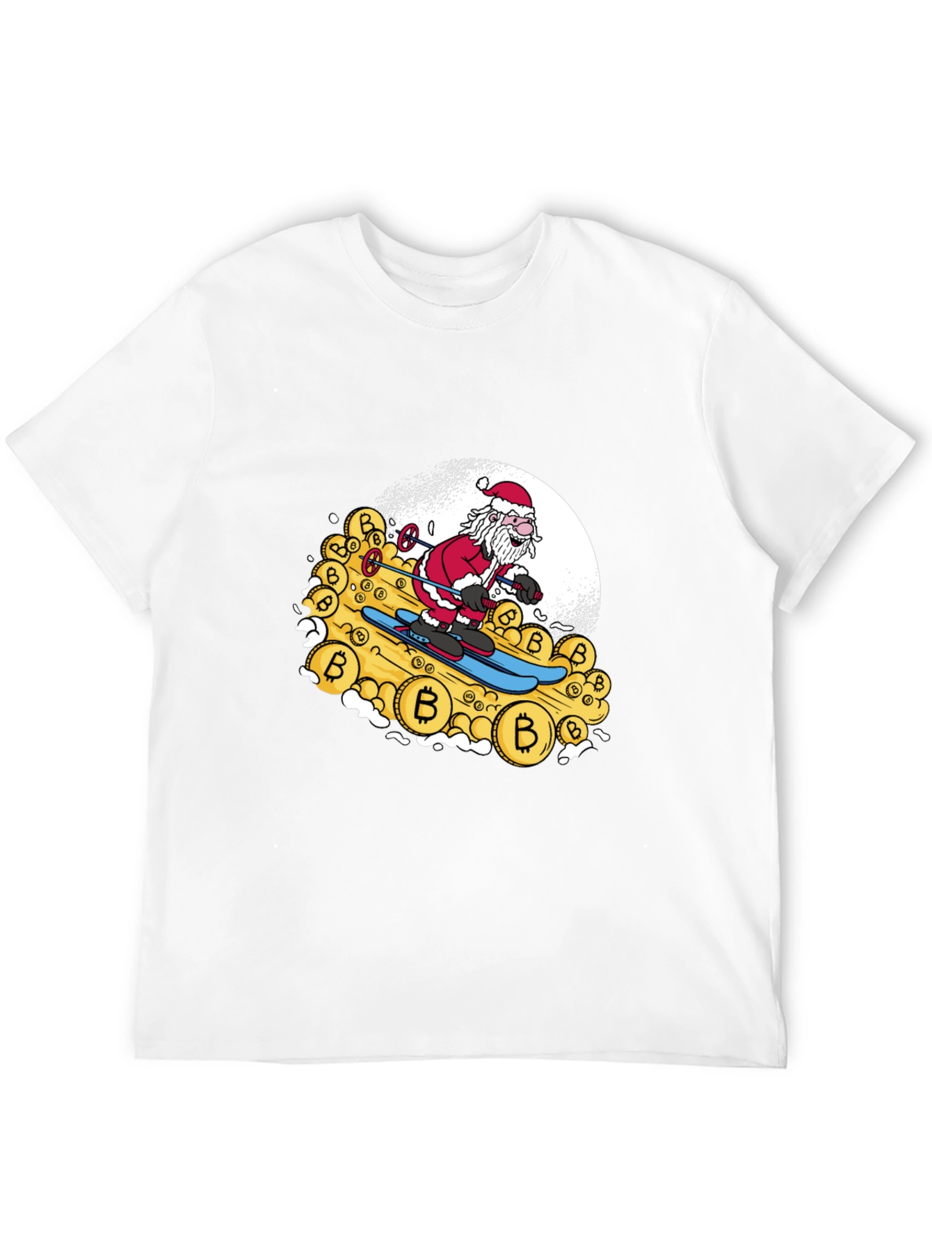 Santa Bitcoin Skiing Black Tee